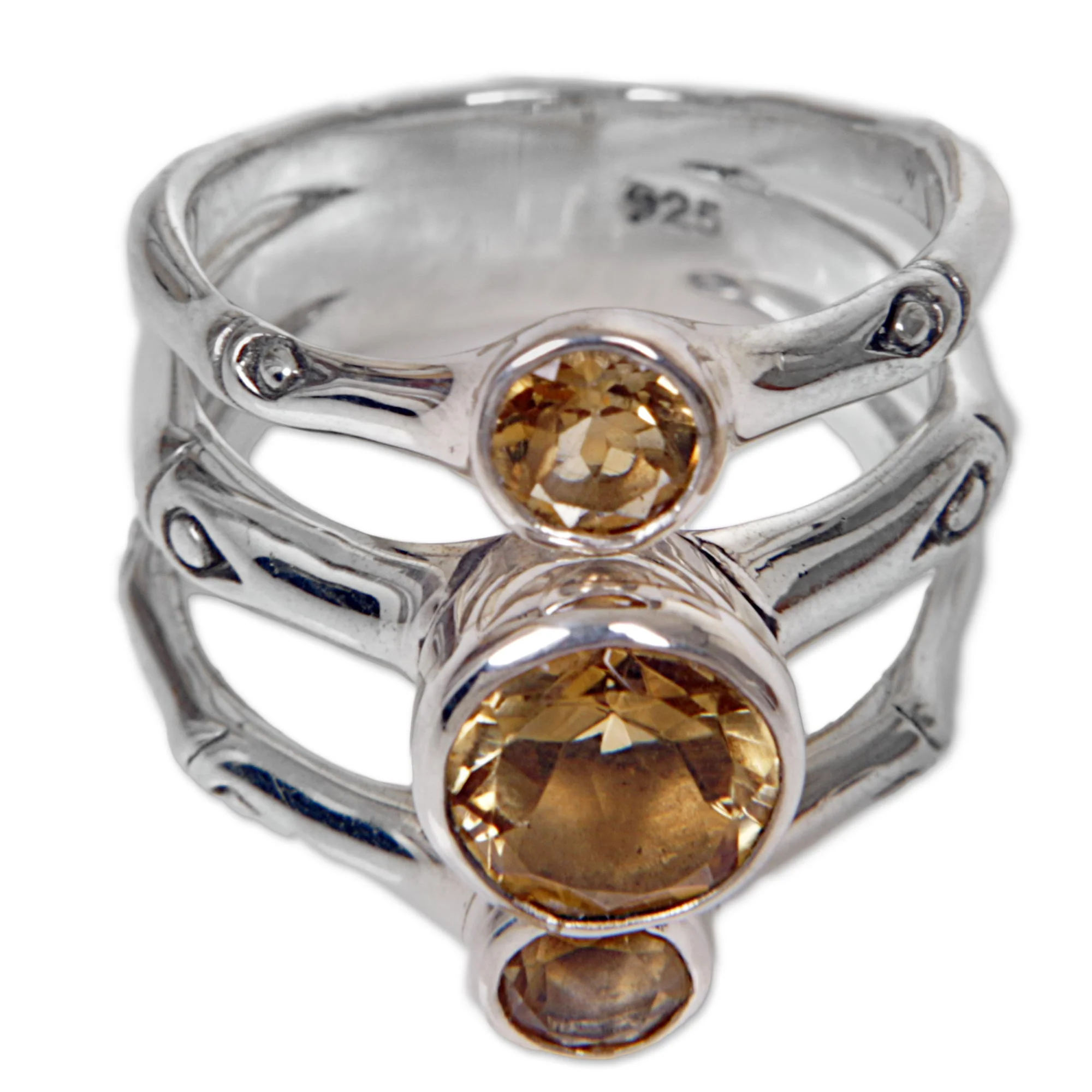 Bamboo Dew Citrine Cocktail Ring - Image 2