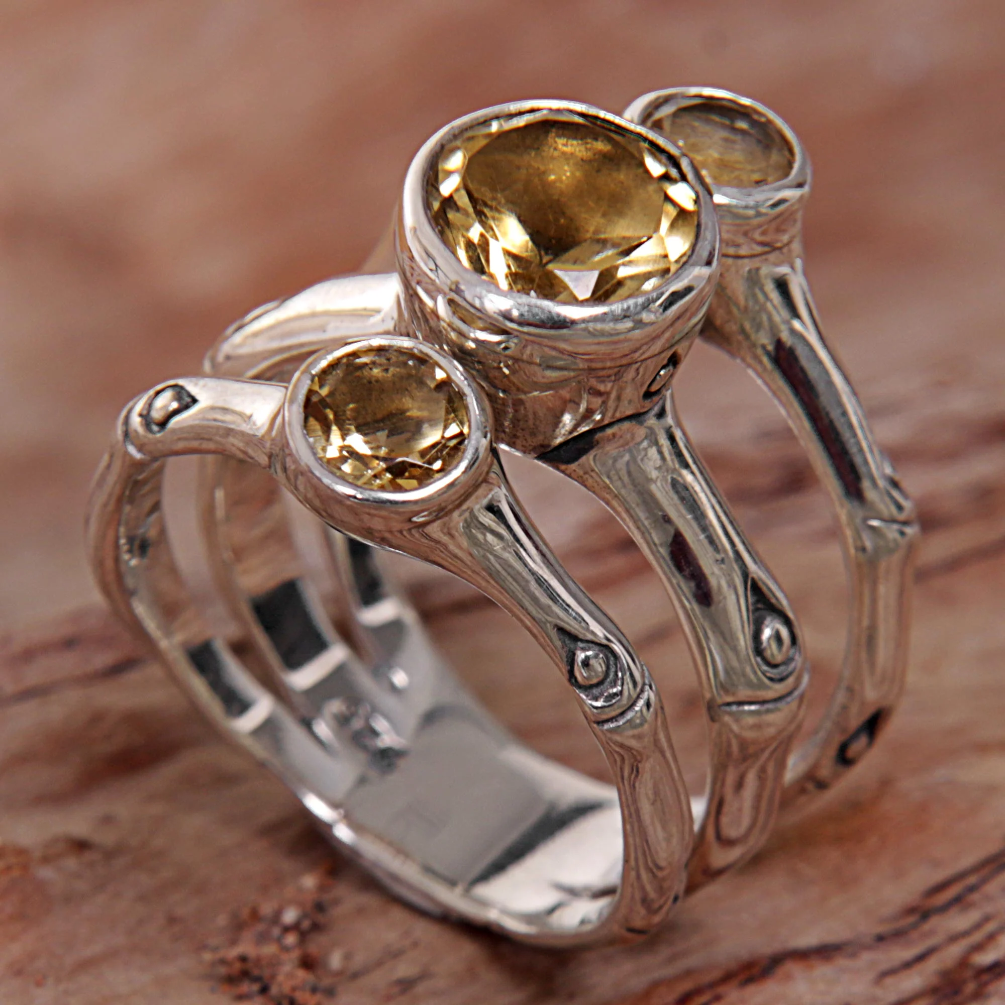 Bamboo Dew Citrine Cocktail Ring - Image 3