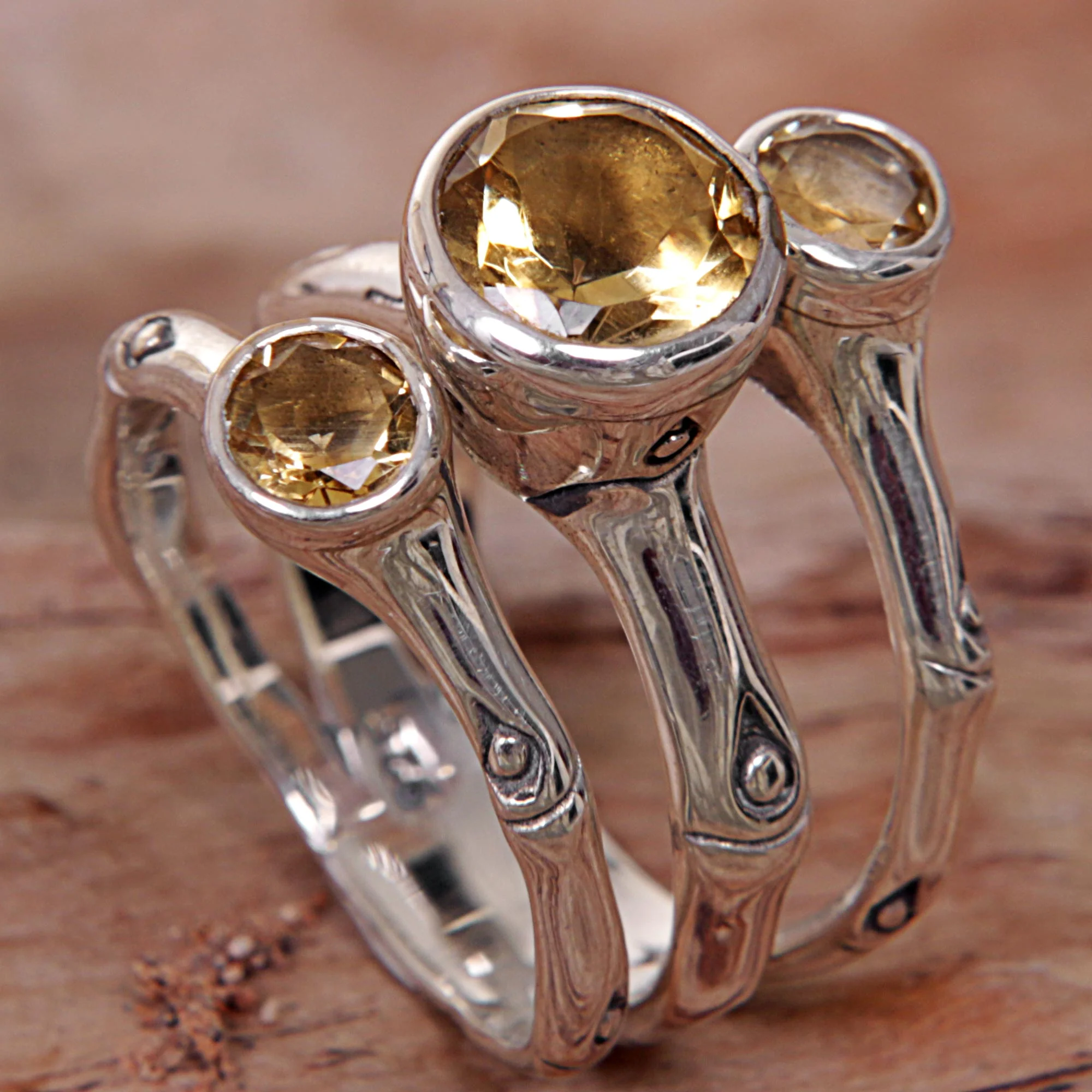 Bamboo Dew Citrine Cocktail Ring - Image 4