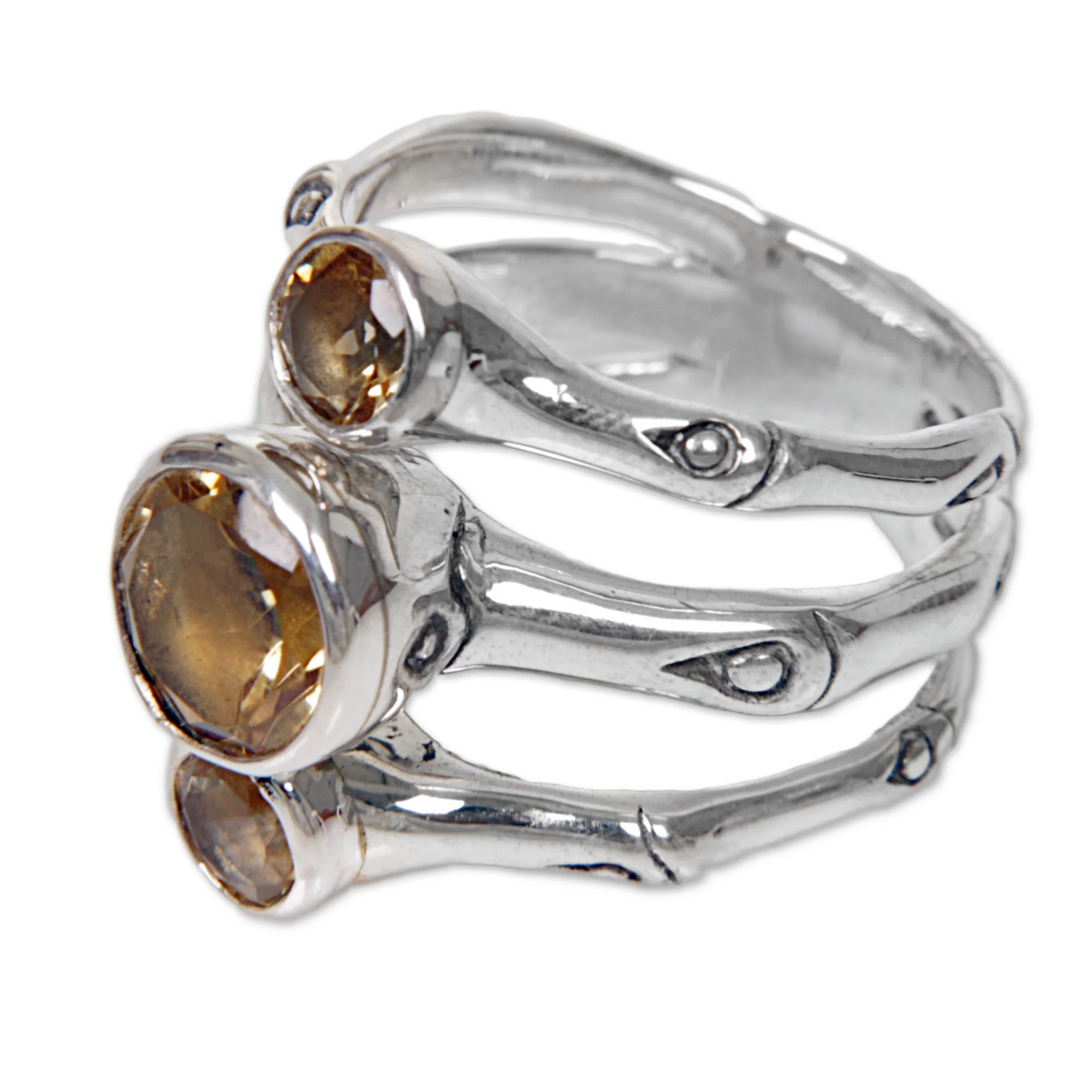 Bamboo Dew Citrine Cocktail Ring - Image 5