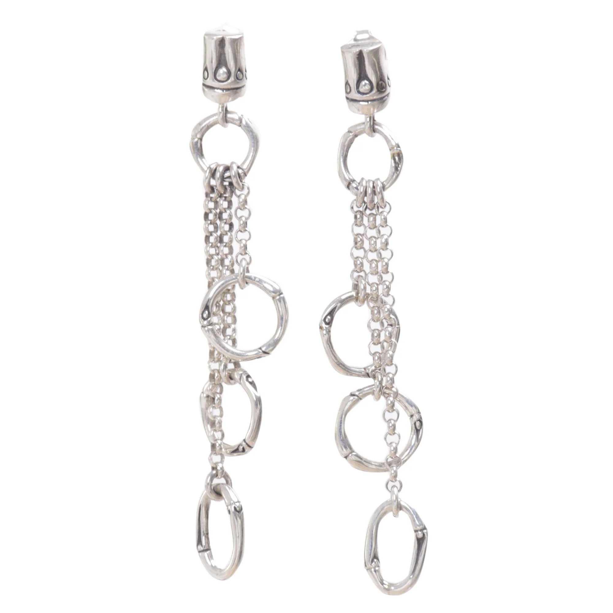 Bamboo Waterfall Balinese Sterling Silver Handmade Engraved Dangle Earrings - Image 2