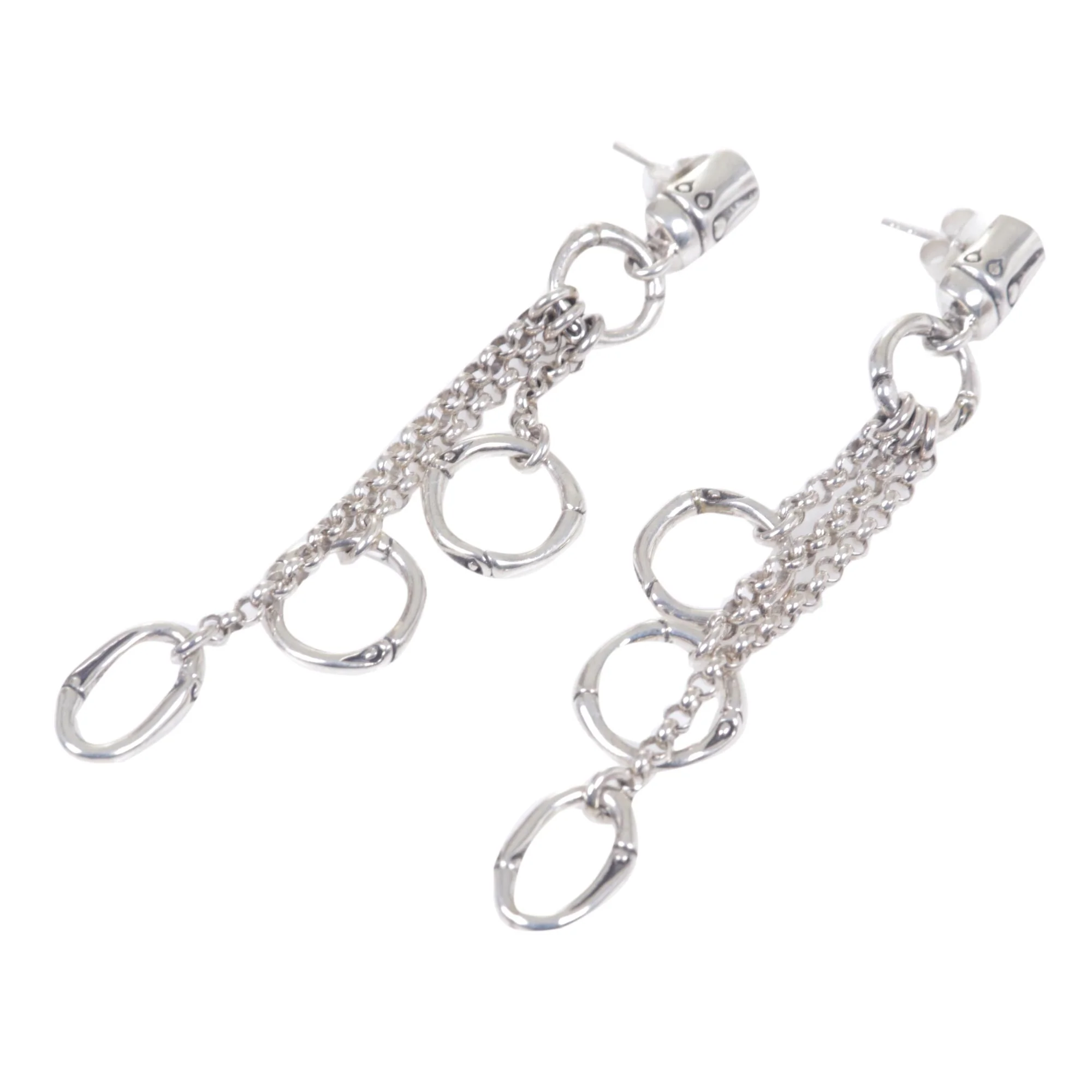 Bamboo Waterfall Balinese Sterling Silver Handmade Engraved Dangle Earrings - Image 3