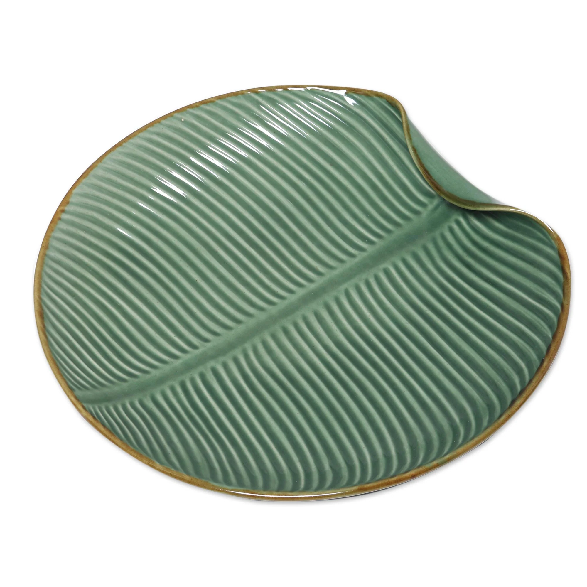 Banana Vibes Ceramic Banana Leaf Serving Plate from Bali - Image 5
