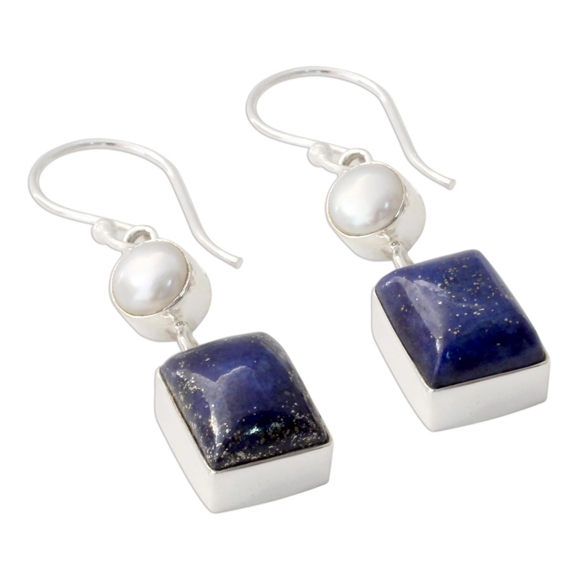 Bangalore Glam Lapis Lazuli Pearl Earrings - Image 3