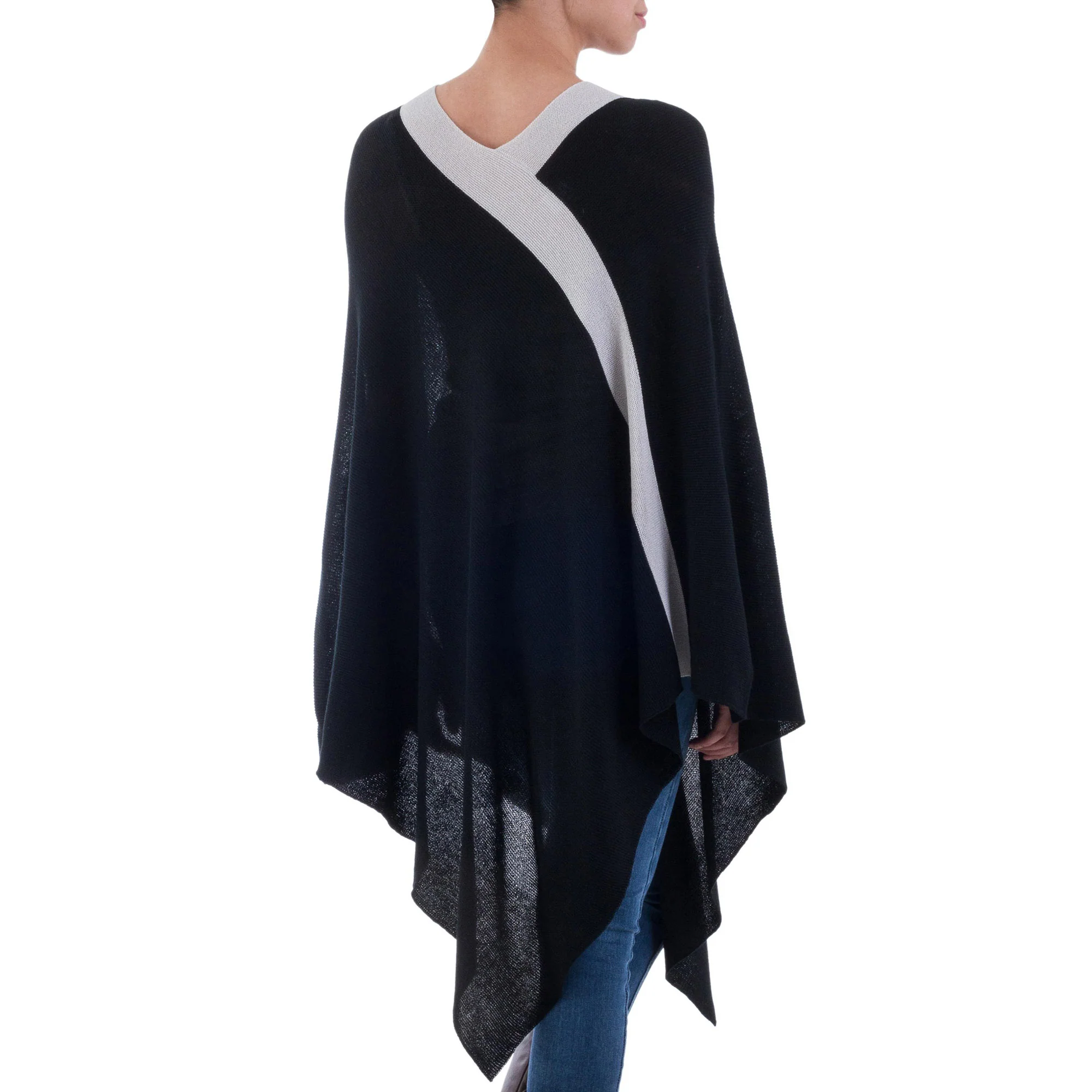 Beam of Light Knit Bohemian Drape Poncho - Image 3