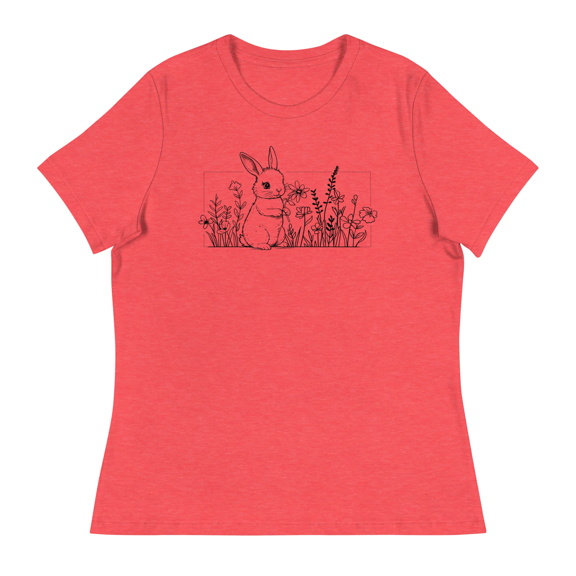Beautiful Bunny Line Art Women's Relaxed T-Shirt - Image 4