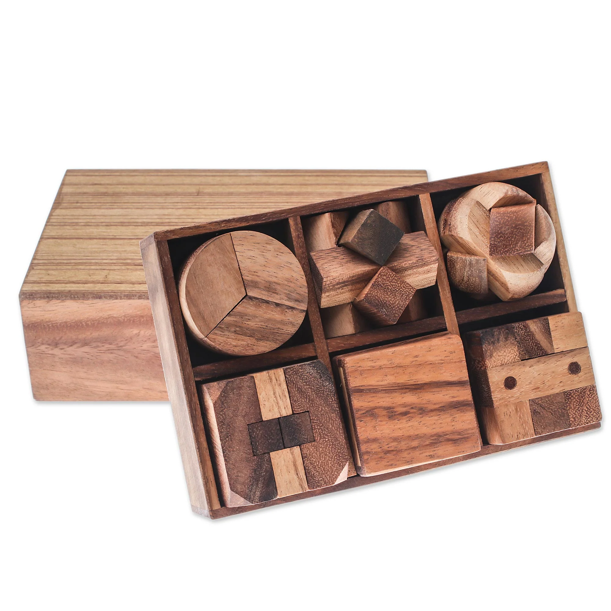Beautiful Challenge Raintree Wood Puzzle Set from Thailand (6 Piece) - Image 2