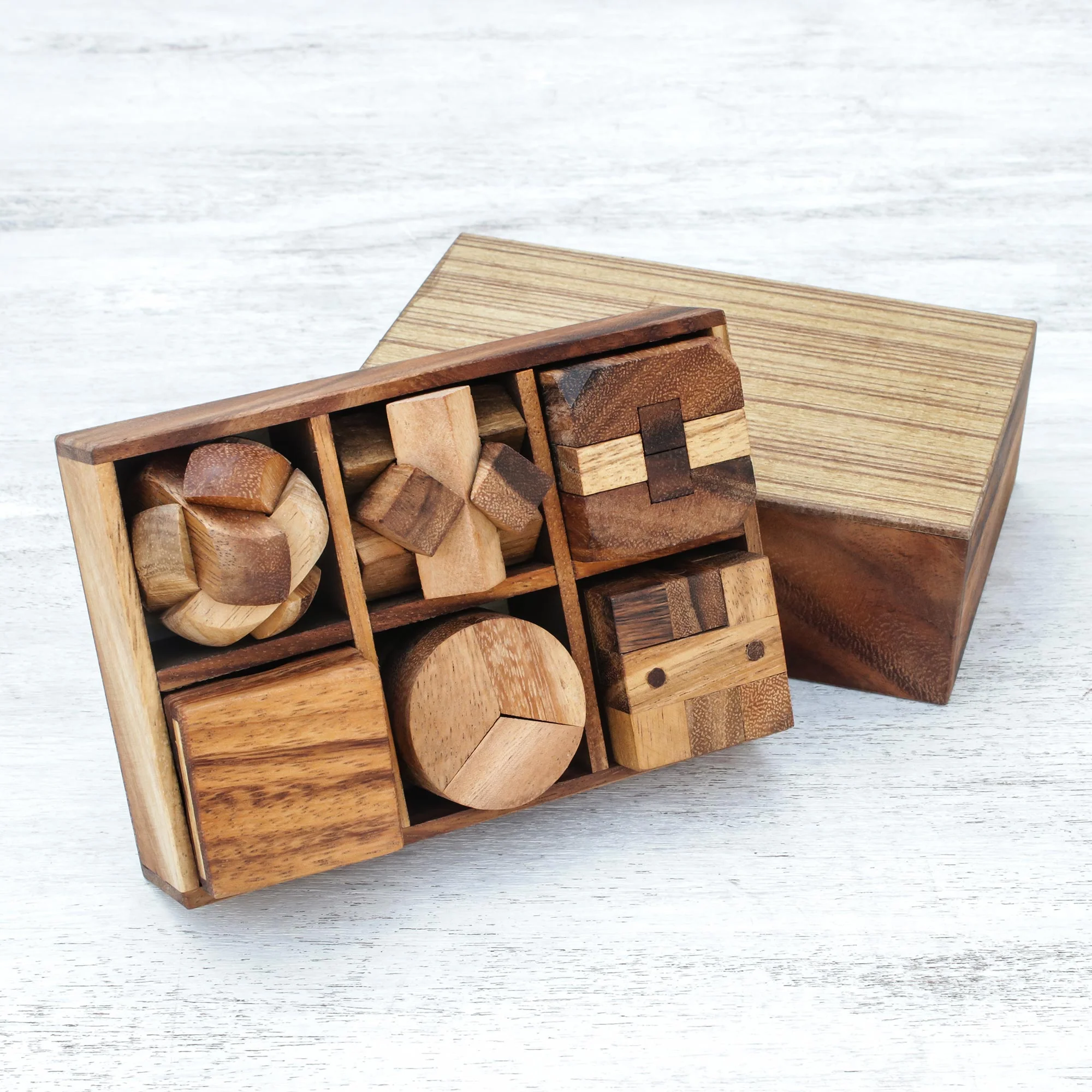 Beautiful Challenge Raintree Wood Puzzle Set from Thailand (6 Piece) - Image 5