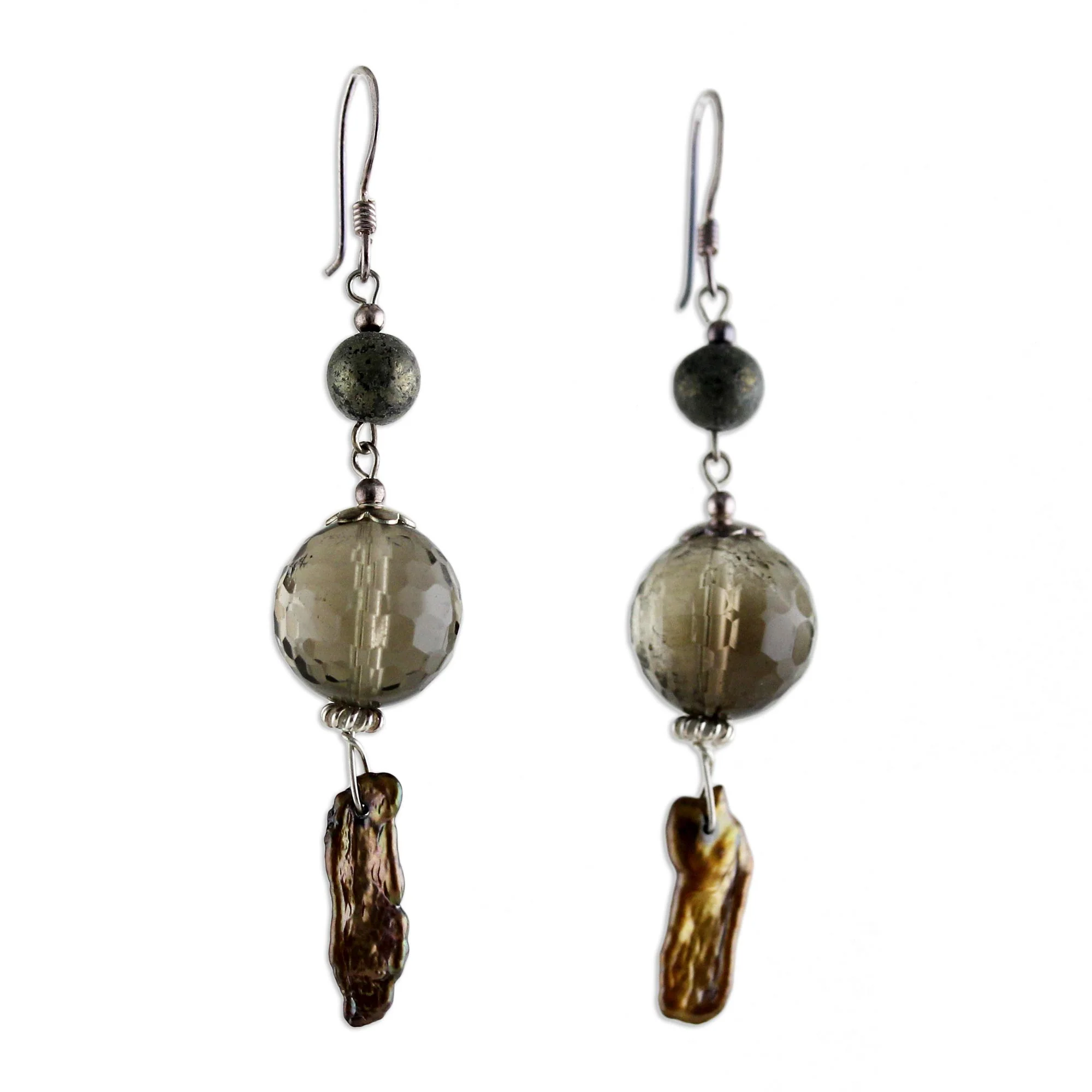 Beautiful Exotic Pearl and smoky quartz dangle earrings - Image 5