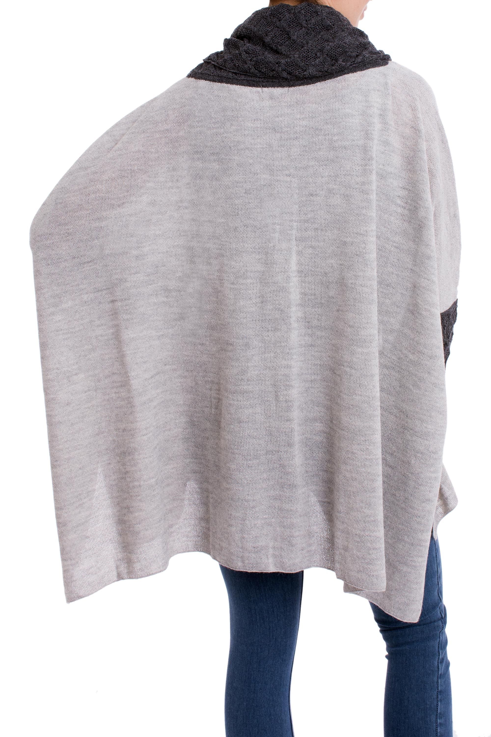 Beautiful Warmth in Dove Grey Knit Alpaca Blend Pullover in Dove Grey from Peru - Image 3