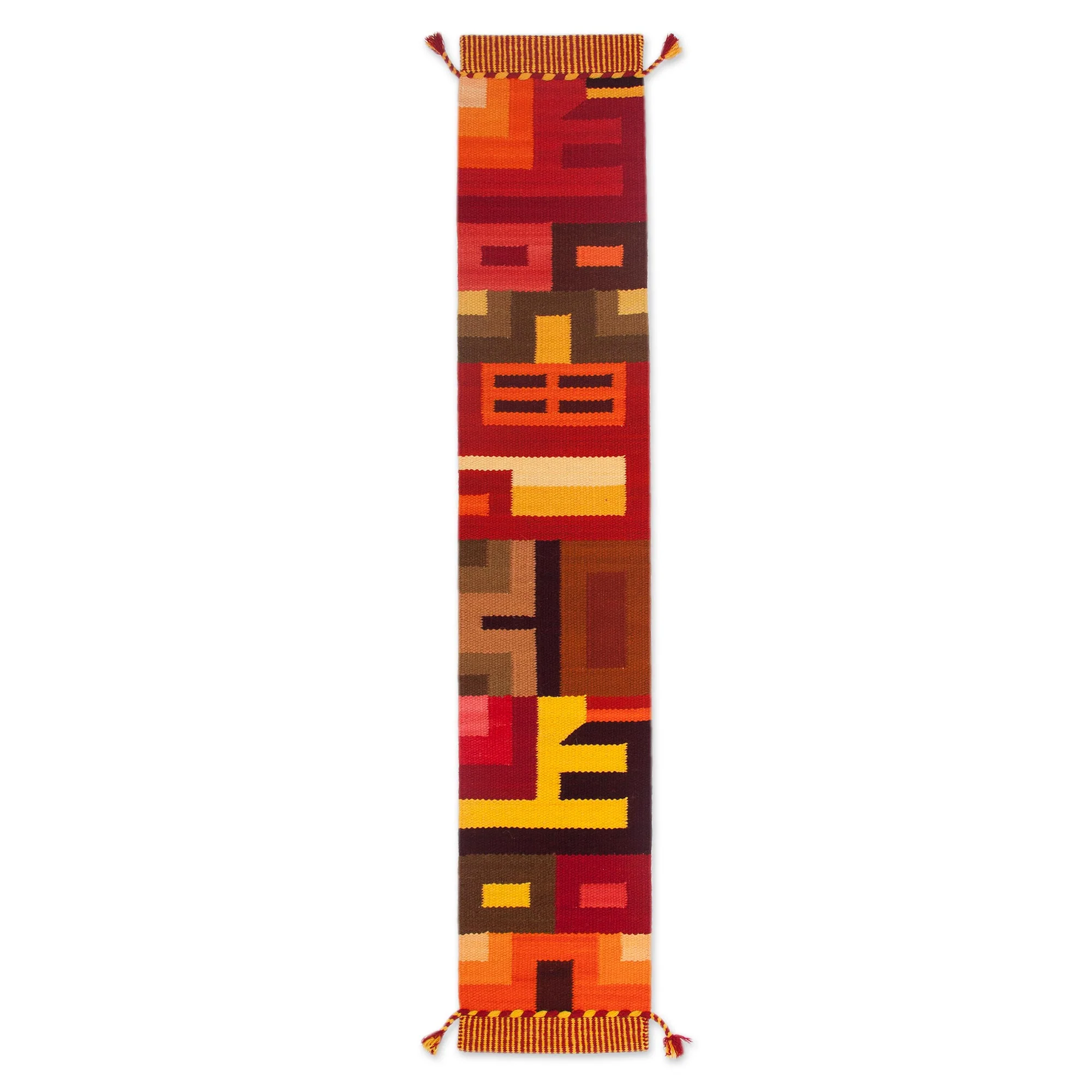 Beauty in Asymmetry Handwoven Colorful Wool Blend Table Runner from Peru - Image 2