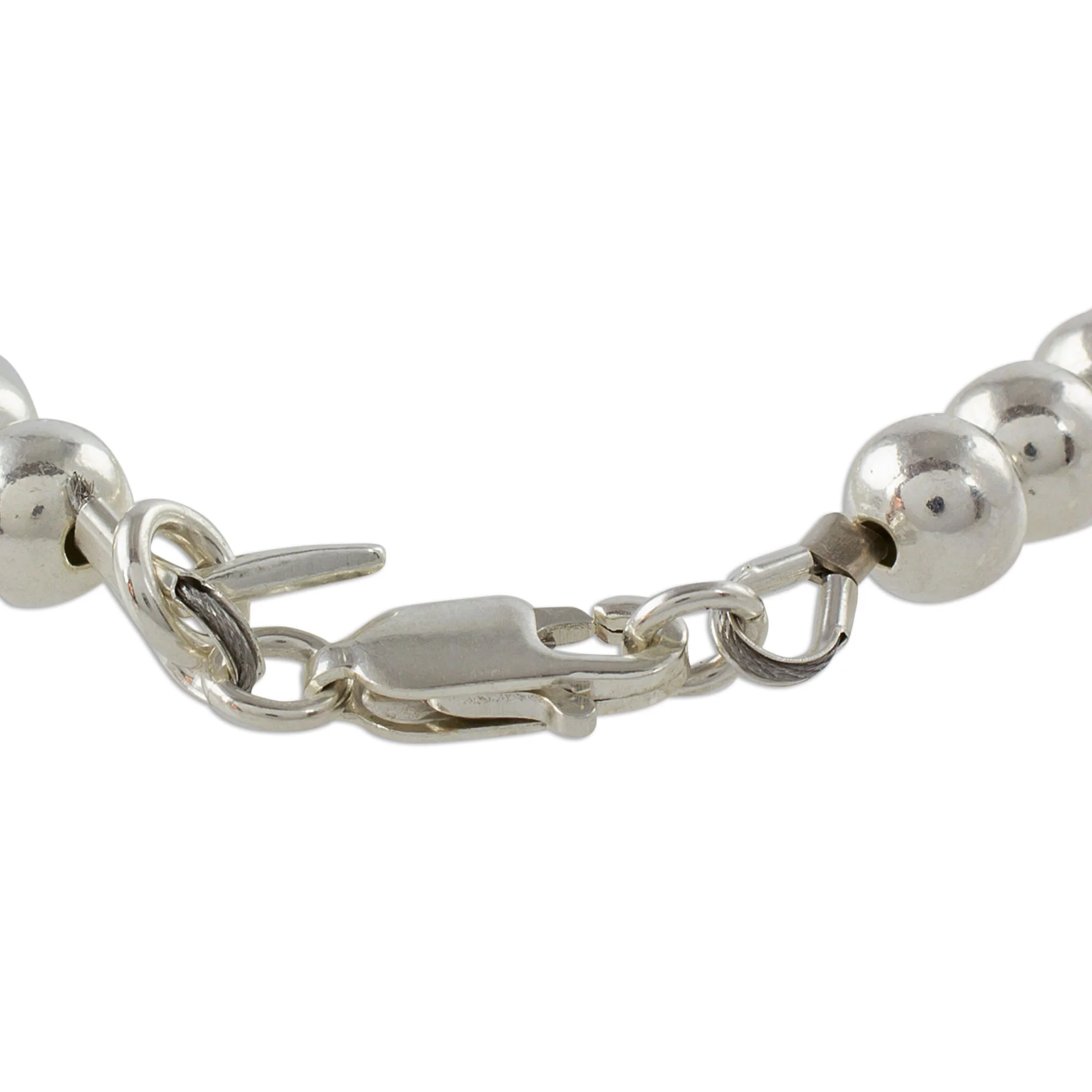 Beauty in Simplicity Gleaming Sterling Silver Beaded Bracelet from Guatemala - Image 3