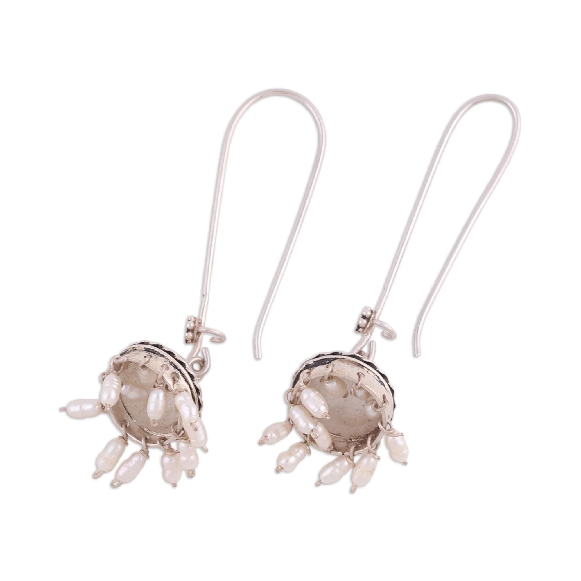 Beauty in Tradition Cultured Pearl and Sterling Silver Jhumki Dangle Earrings - Image 5