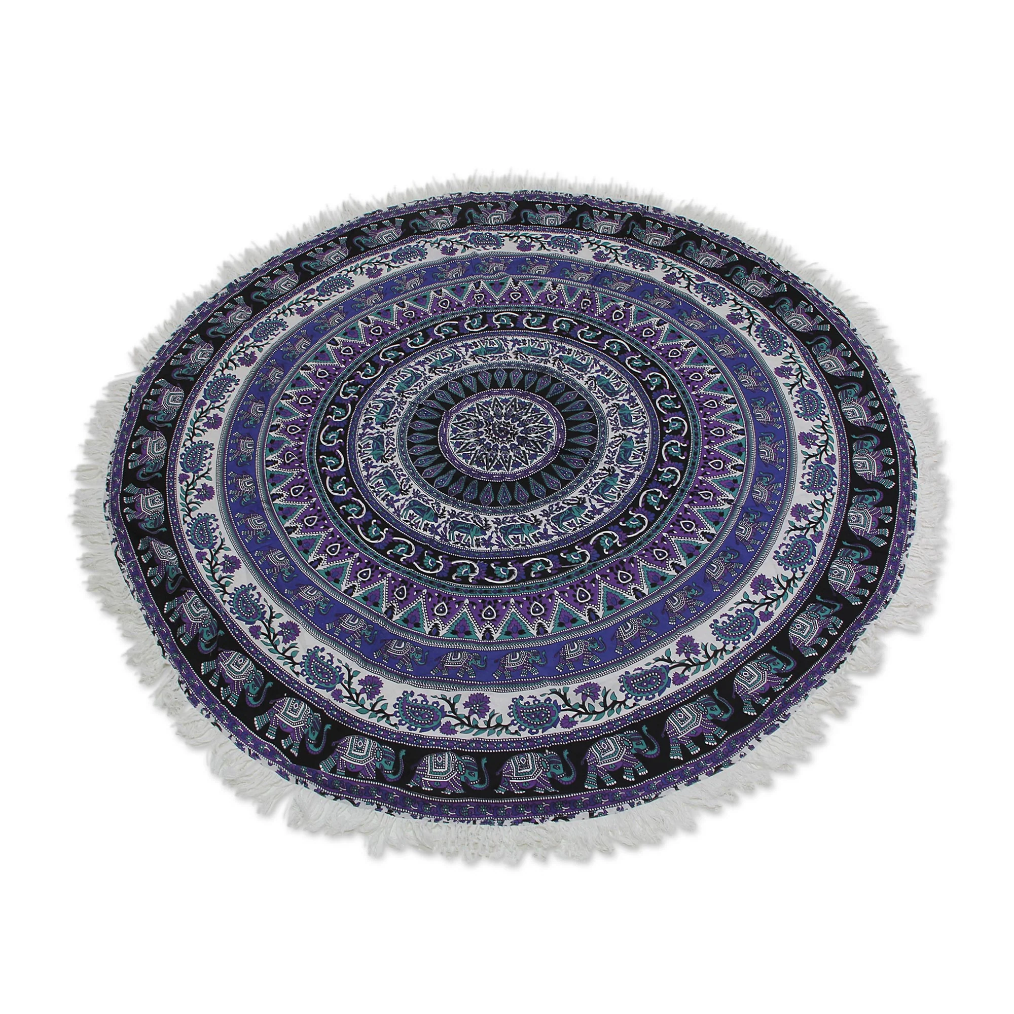 Beauty of Nature Mandala Indian Cotton Mandala Roundie with Elephant Design - Image 2