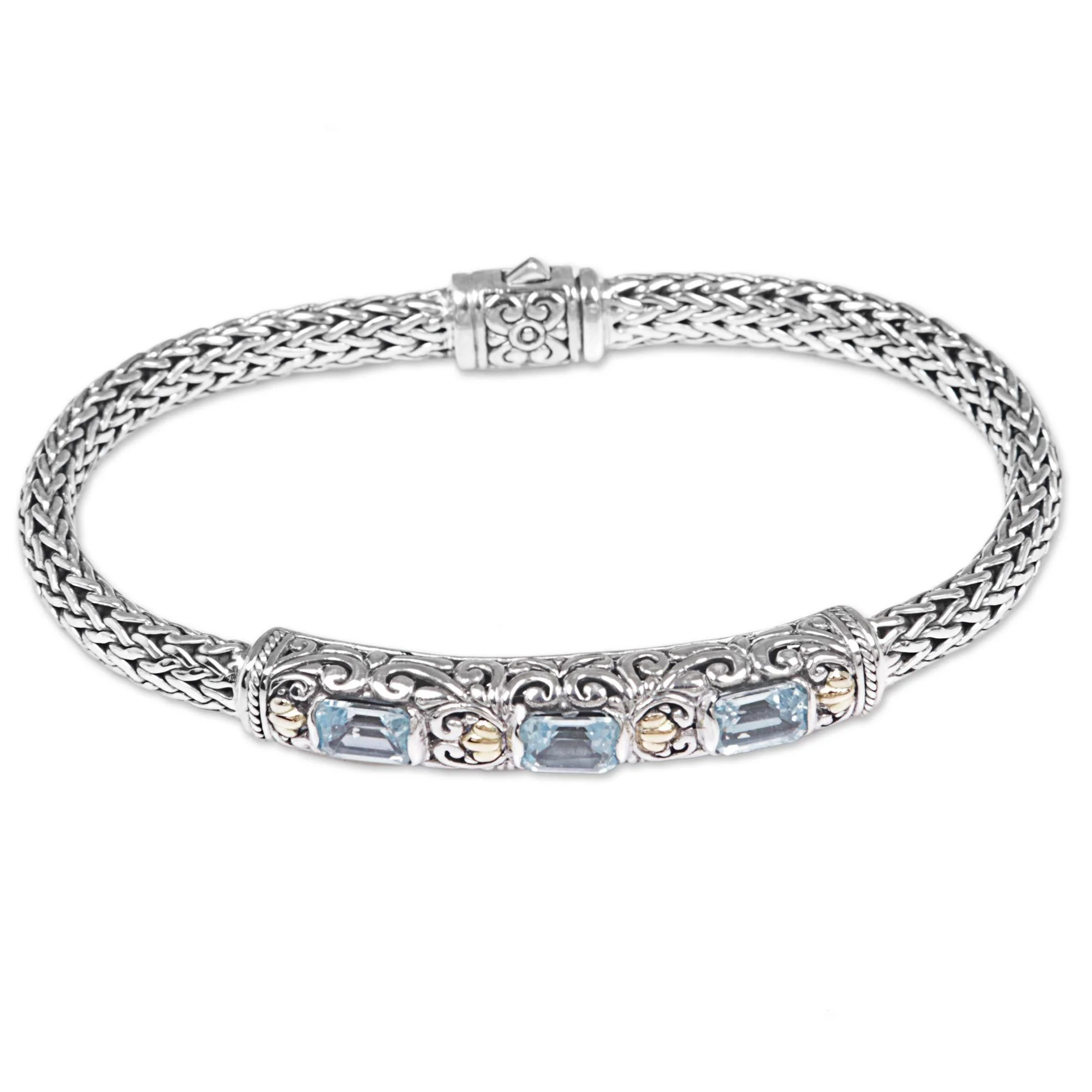 Bedugul Temple Blue Topaz Chain Bracelet - Image 3