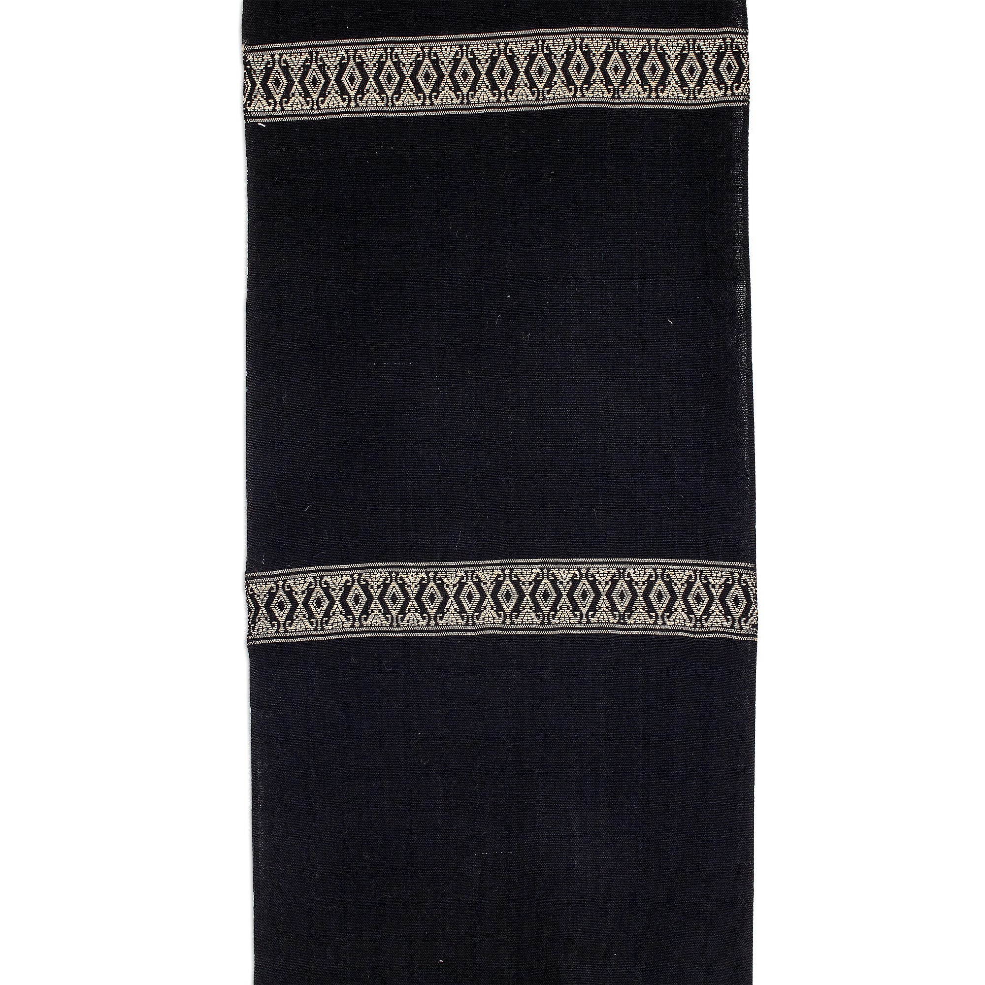 Beige Moon Handwoven Cotton Table Runner in Black from Guatemala - Image 4