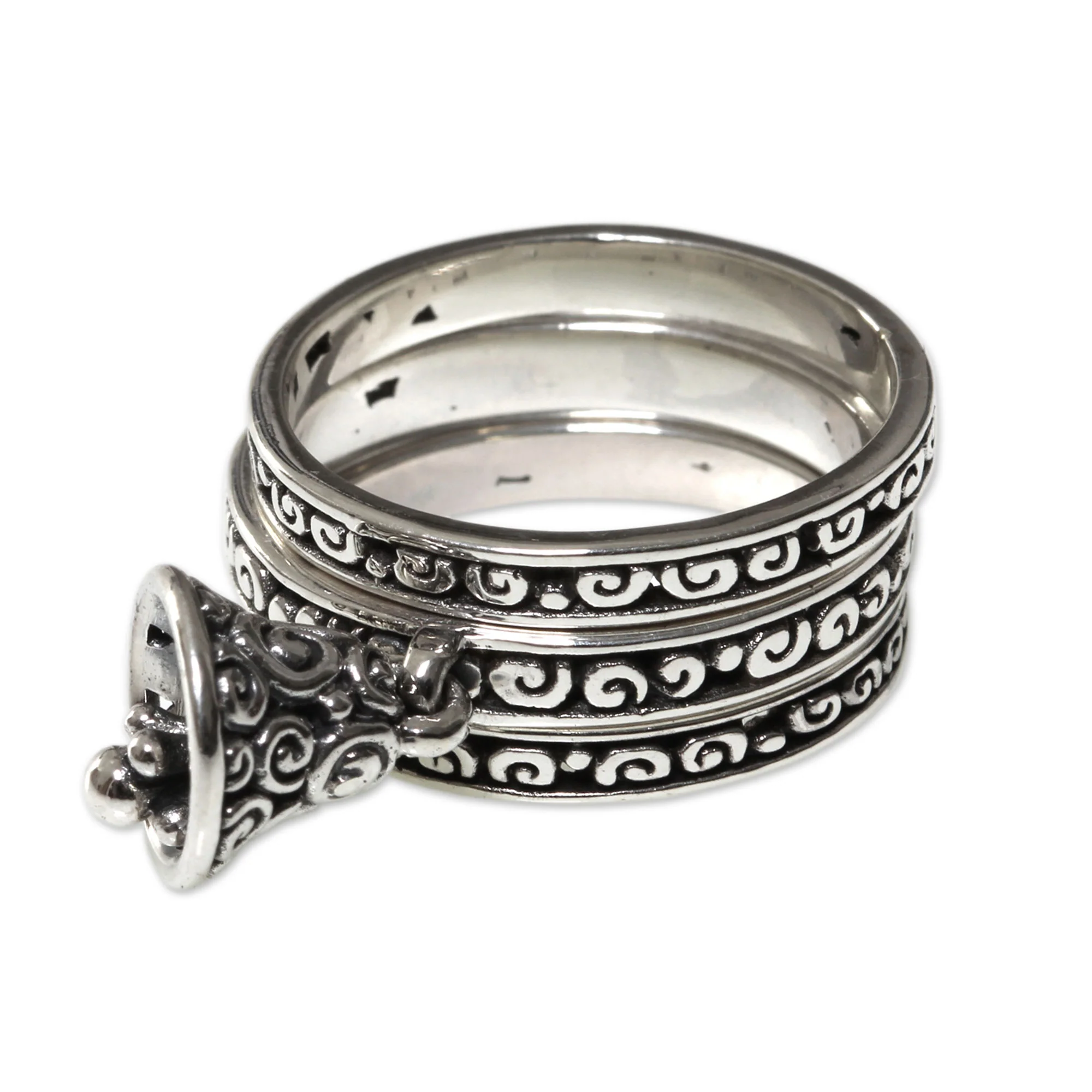 Bell Charm Sterling Silver Rings - Image 2