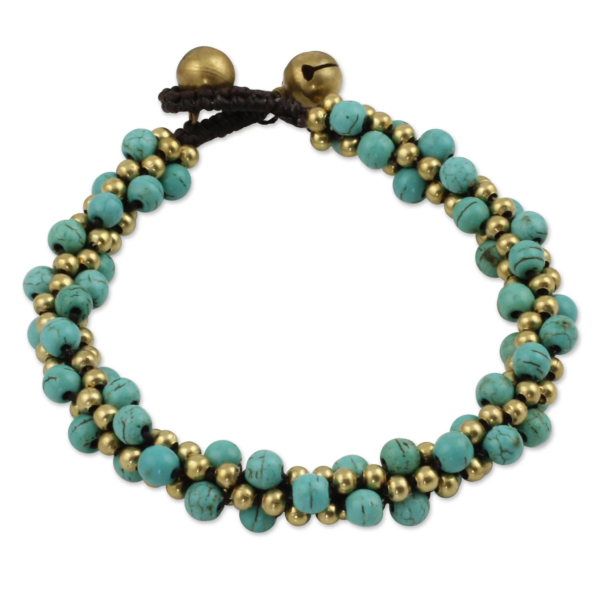 Bells in the Sky Brass and Dyed Calcite Bracelet - Image 2