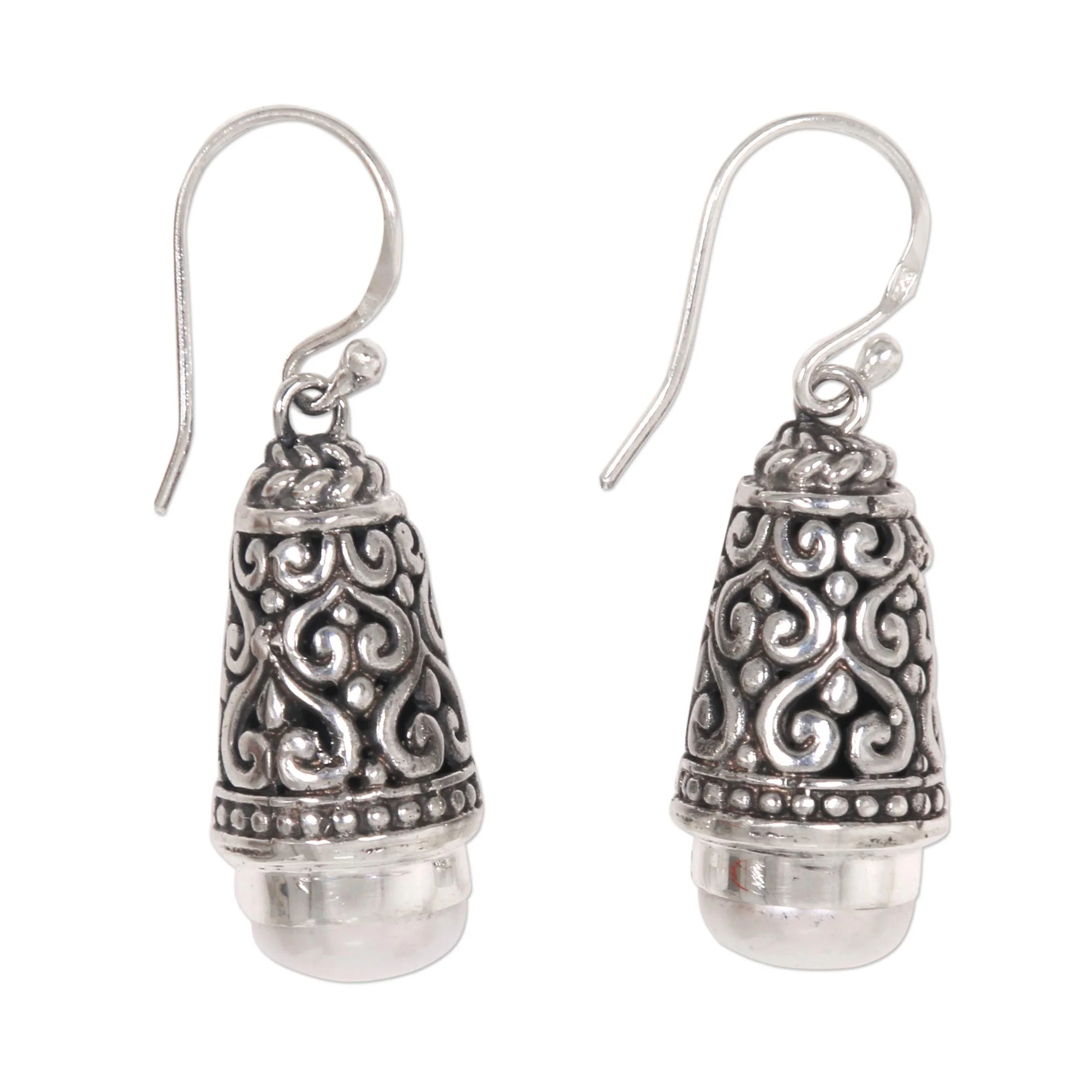 Bells of Bali Balinese Cultured Pearl Earrings in Sterling Silver - Image 2