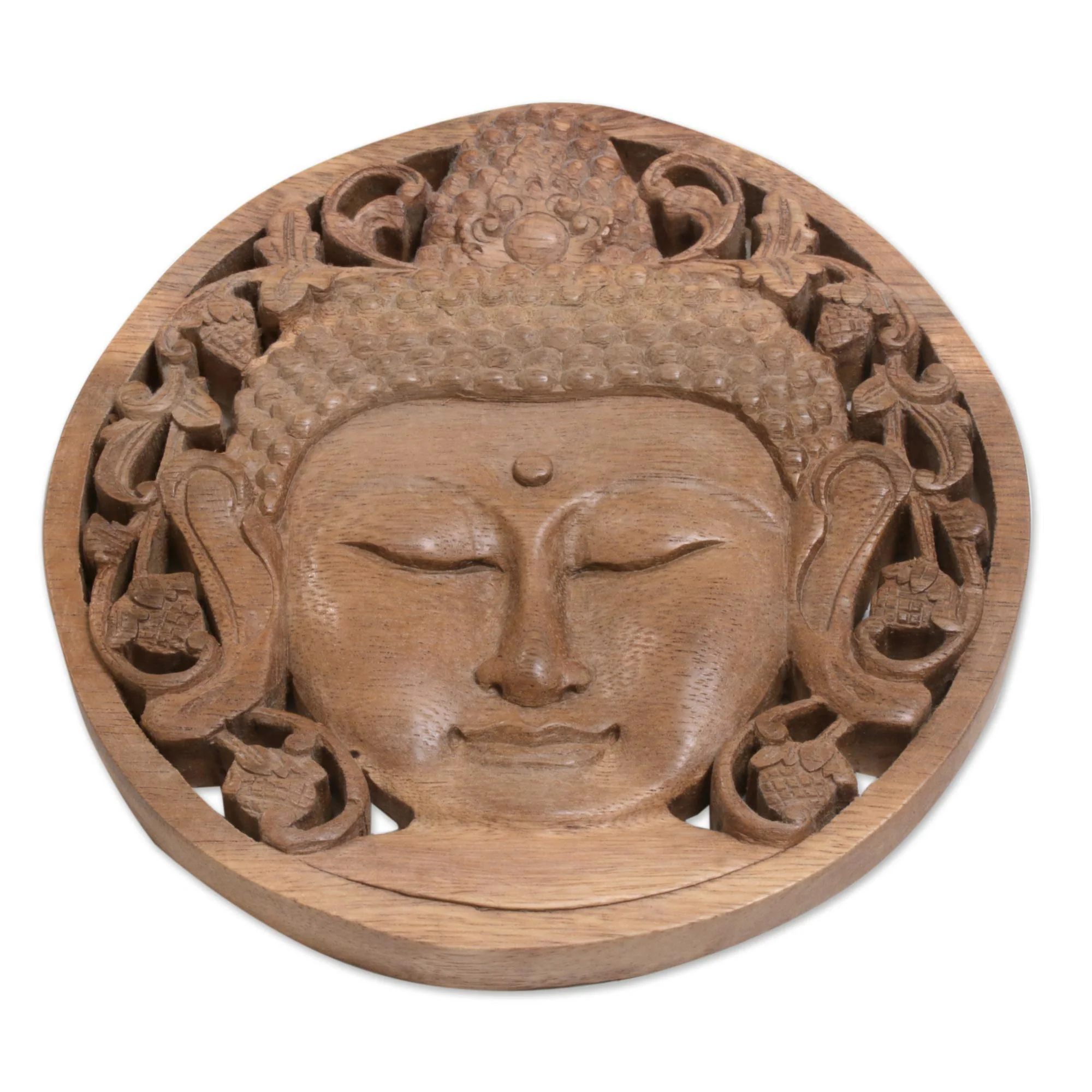 Berry Buddha Handcrafted Suar Wood Buddha Relief Panel from Bali - Image 4