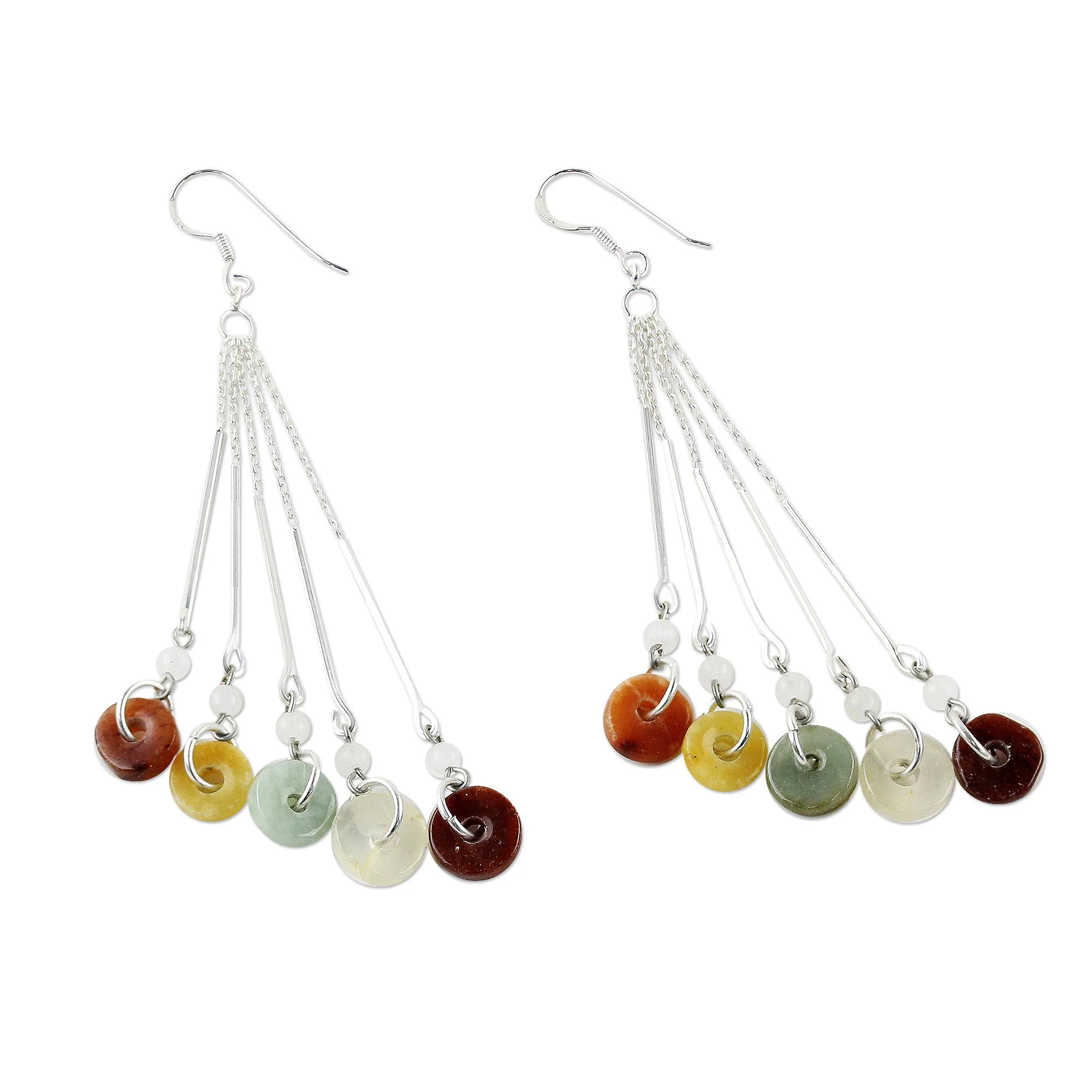 Between Nations Silver Jade & Rainbow Moonstone Earrings - Image 5