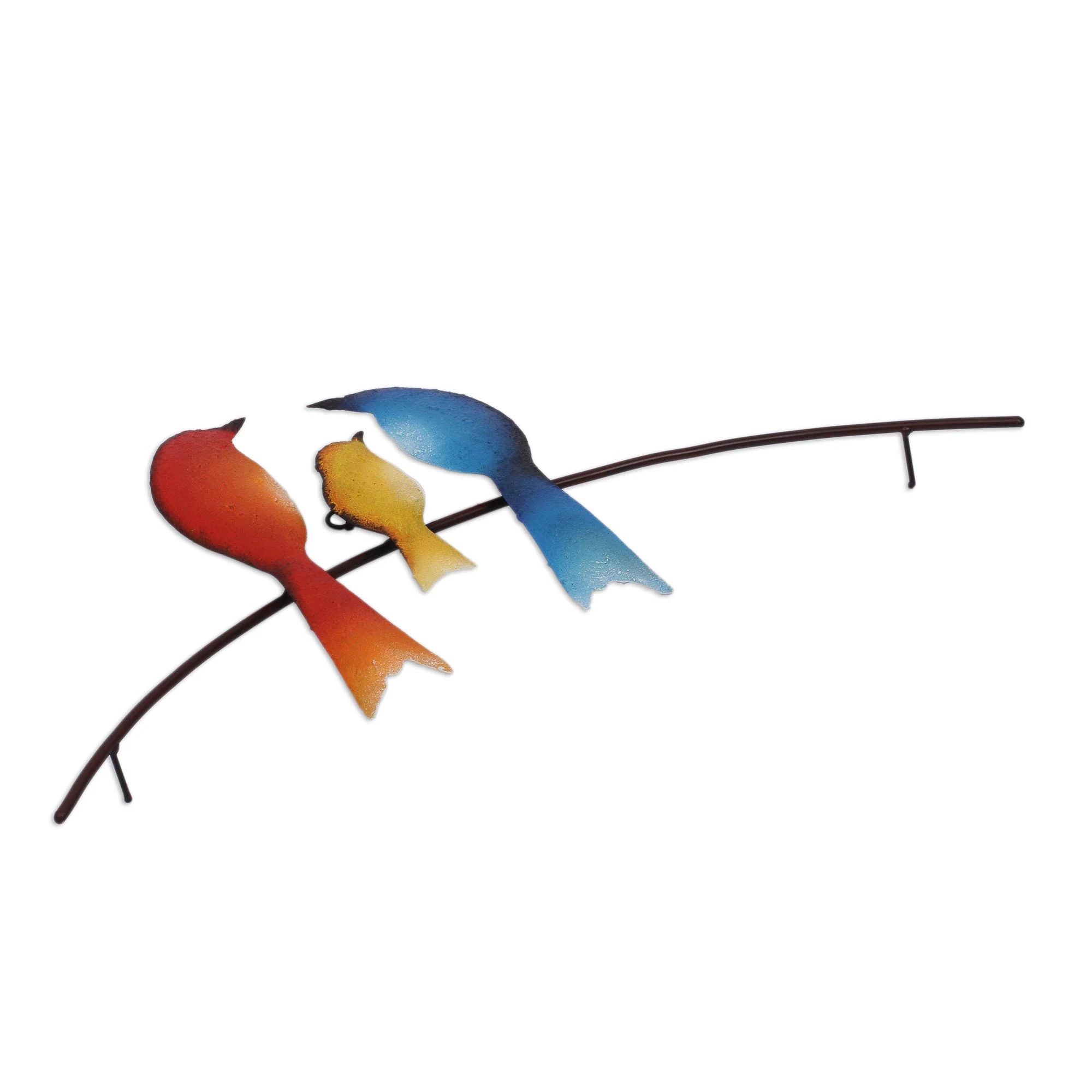 Bird Family Steel Wall Sculpture of Three Birds from Mexico - Image 3