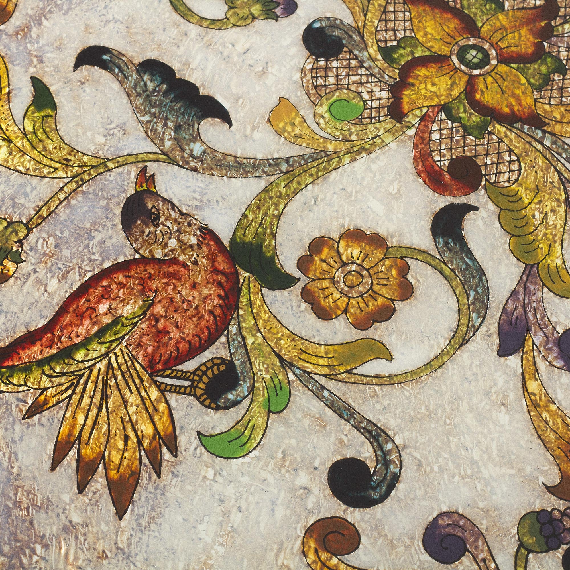 Birds of Dawn Hand Painted Glass Tray from Peru - Image 5