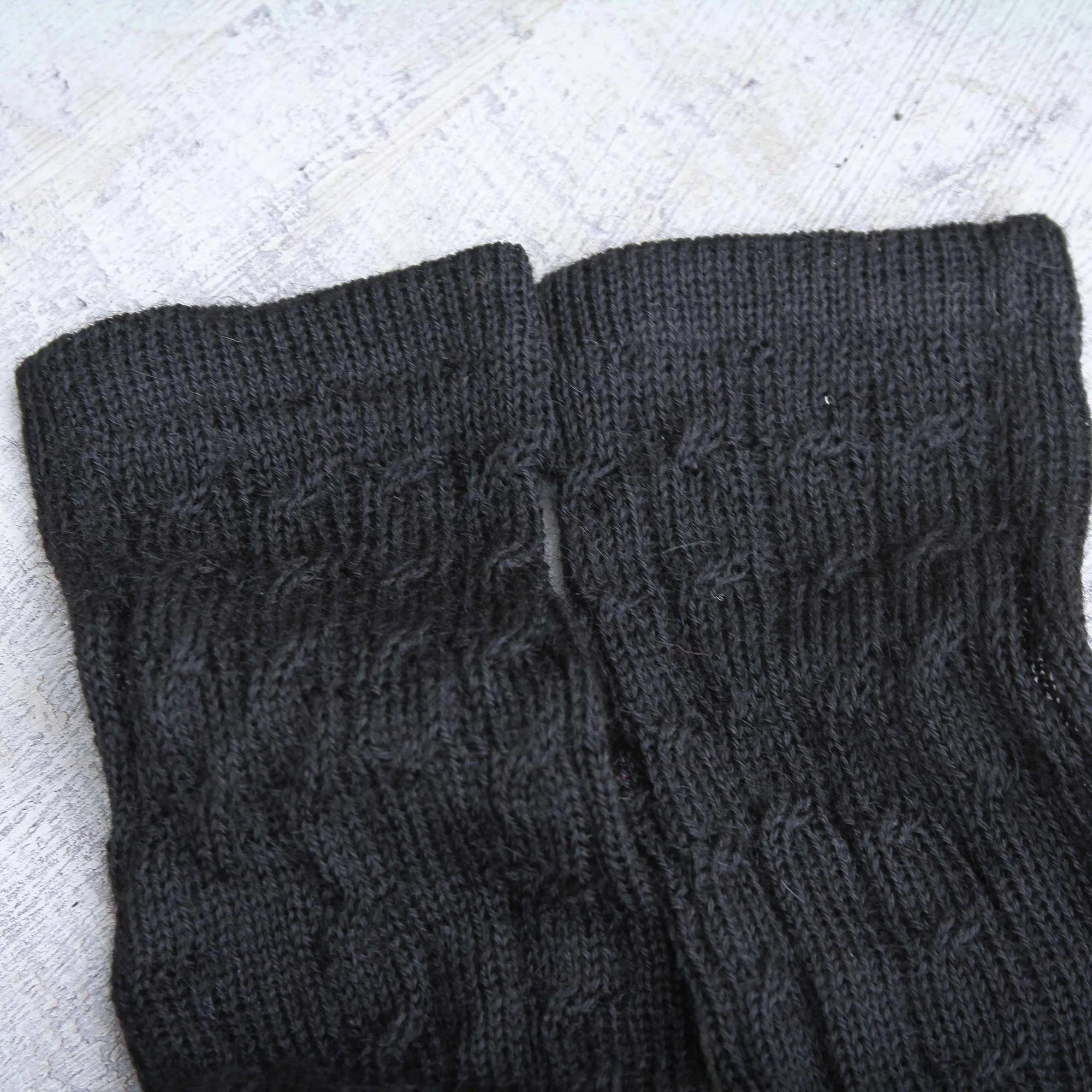Black Braids Alpaca Arm Warmer Mitts - Image 3
