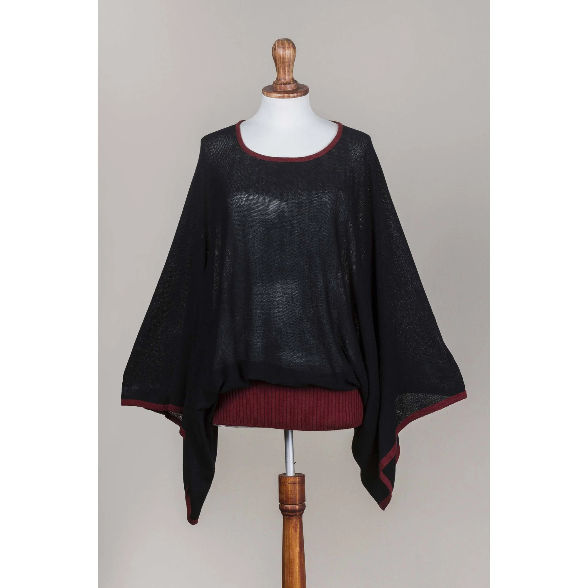 Black Burgundy Dance Alpaca Blend Sweater - Image 4