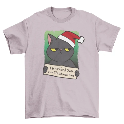 Black Cat Christmas Tree T-Shirt - Image 4