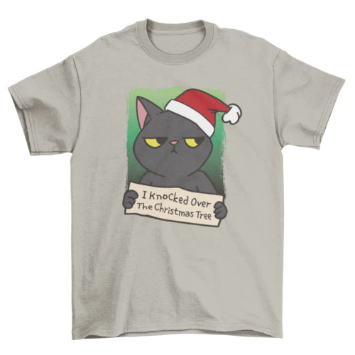 Black Cat Christmas Tree T-Shirt - Image 5