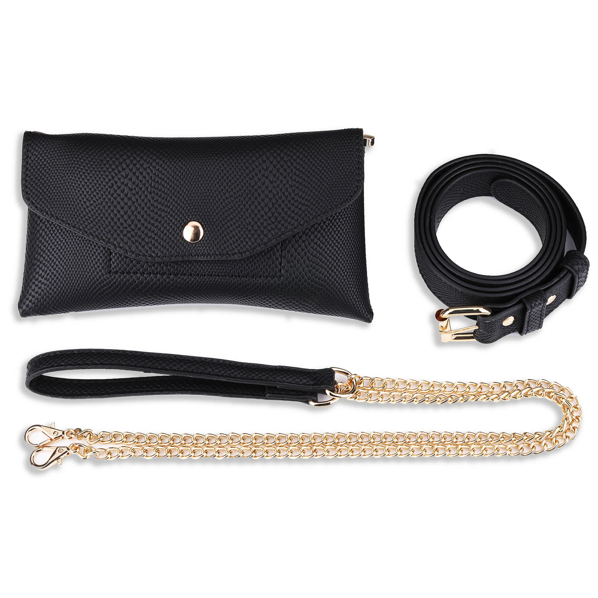 Black Faux Snakeskin Belt Bag - Image 2