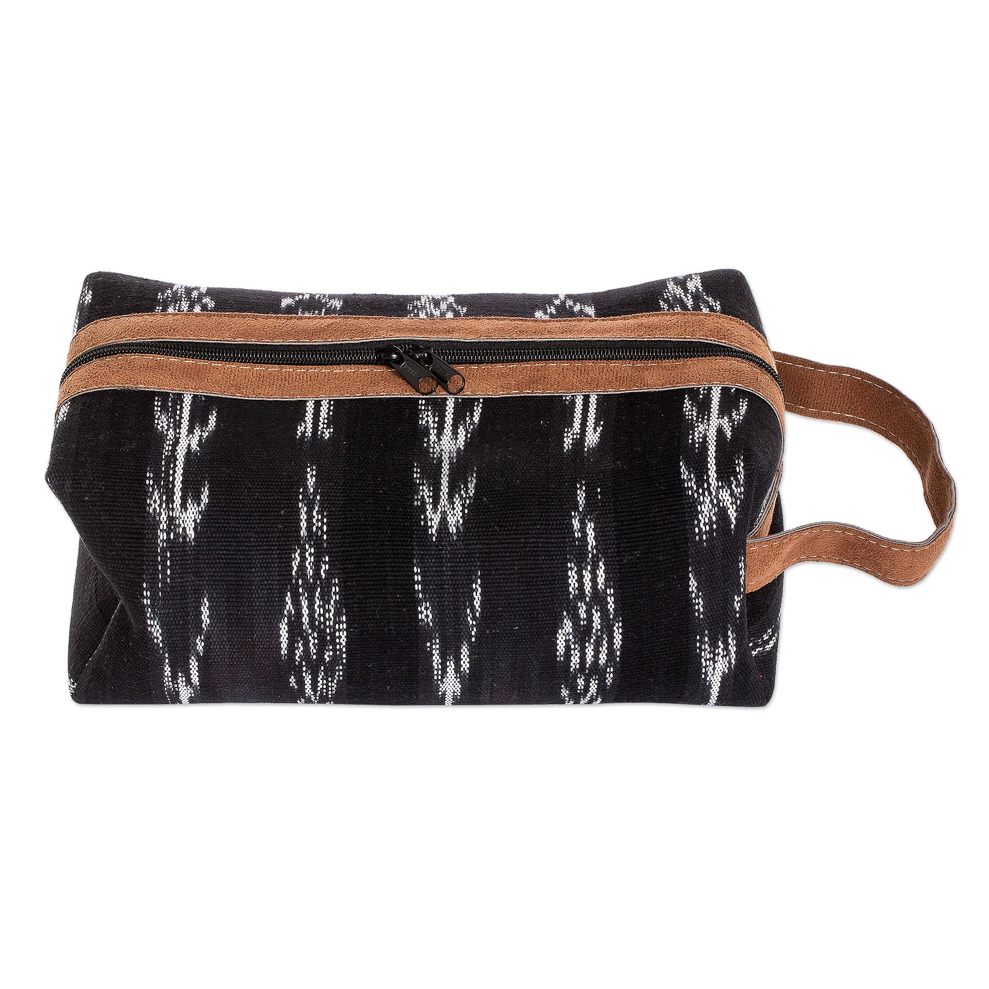 Black Jaspe Legacy Black Cotton Jaspe Patterned Cosmetic Bag with Zipper - Image 5