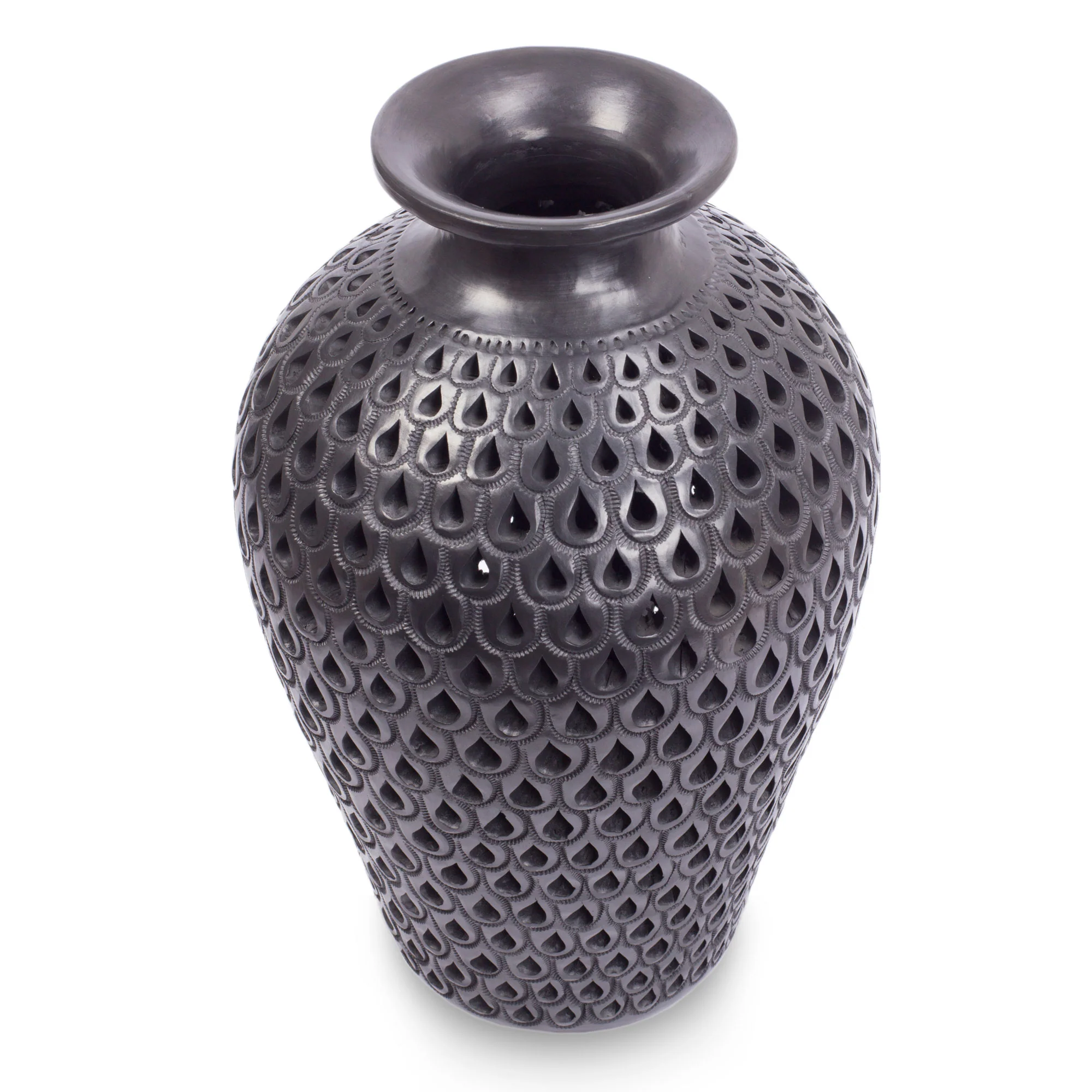 Black Peacock Incised Black Pottery Vase from Mexico - Image 3