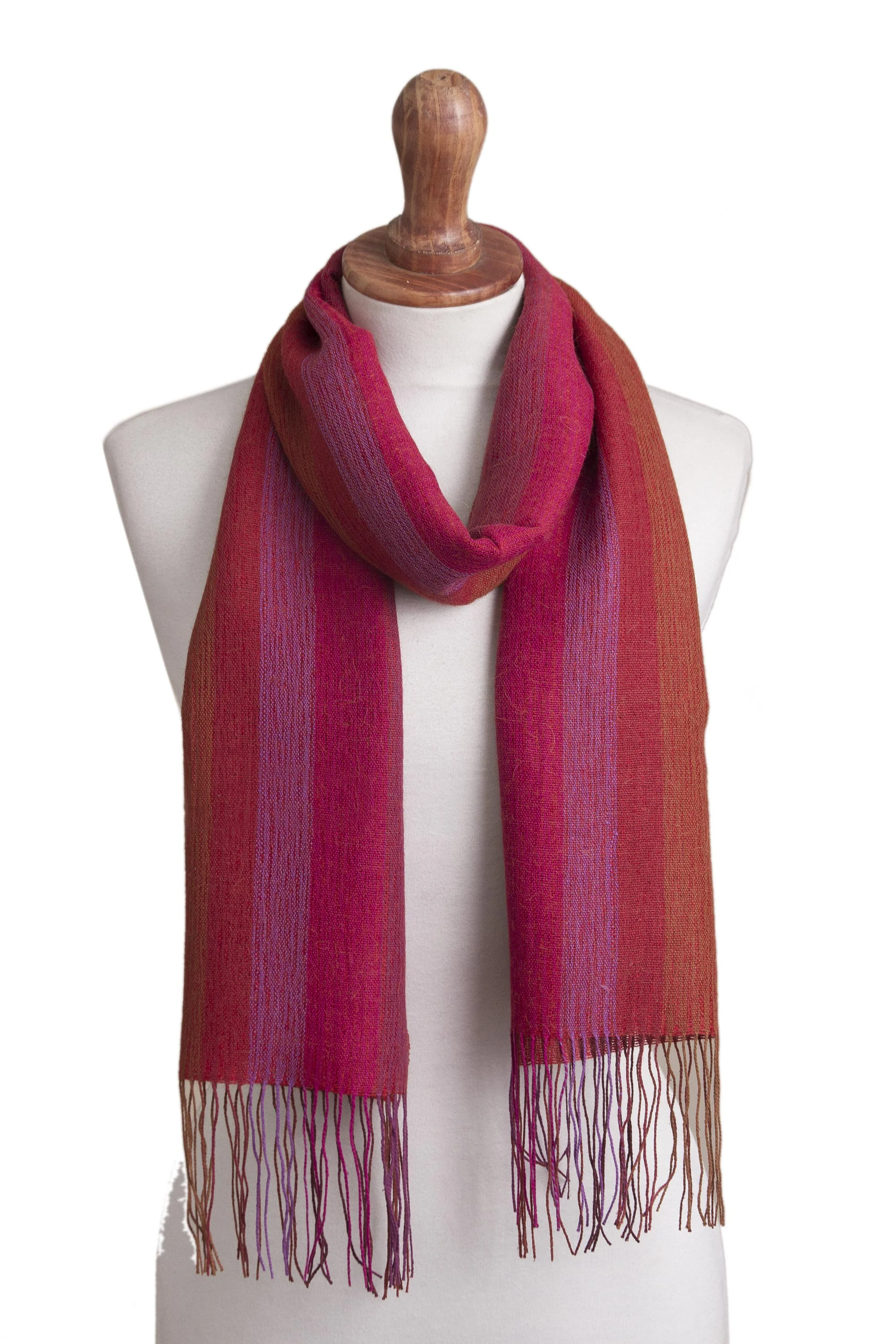 Blazing Trails Warm Red-Orange Baby Alpaca and Pima Cotton Scarf - Image 2