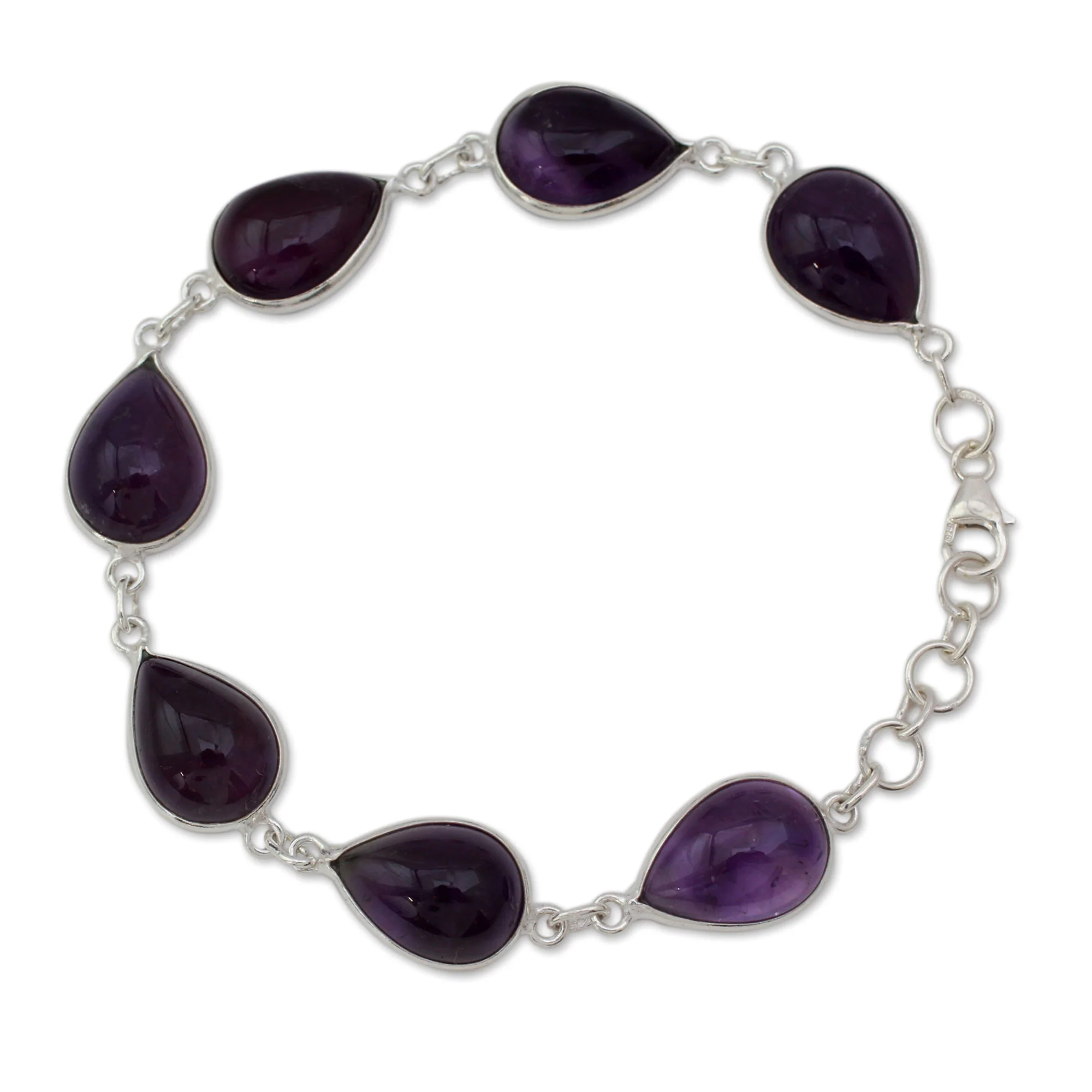 Blissful Beauty Sterling Silver and Amethyst Link Bracelet - Image 2