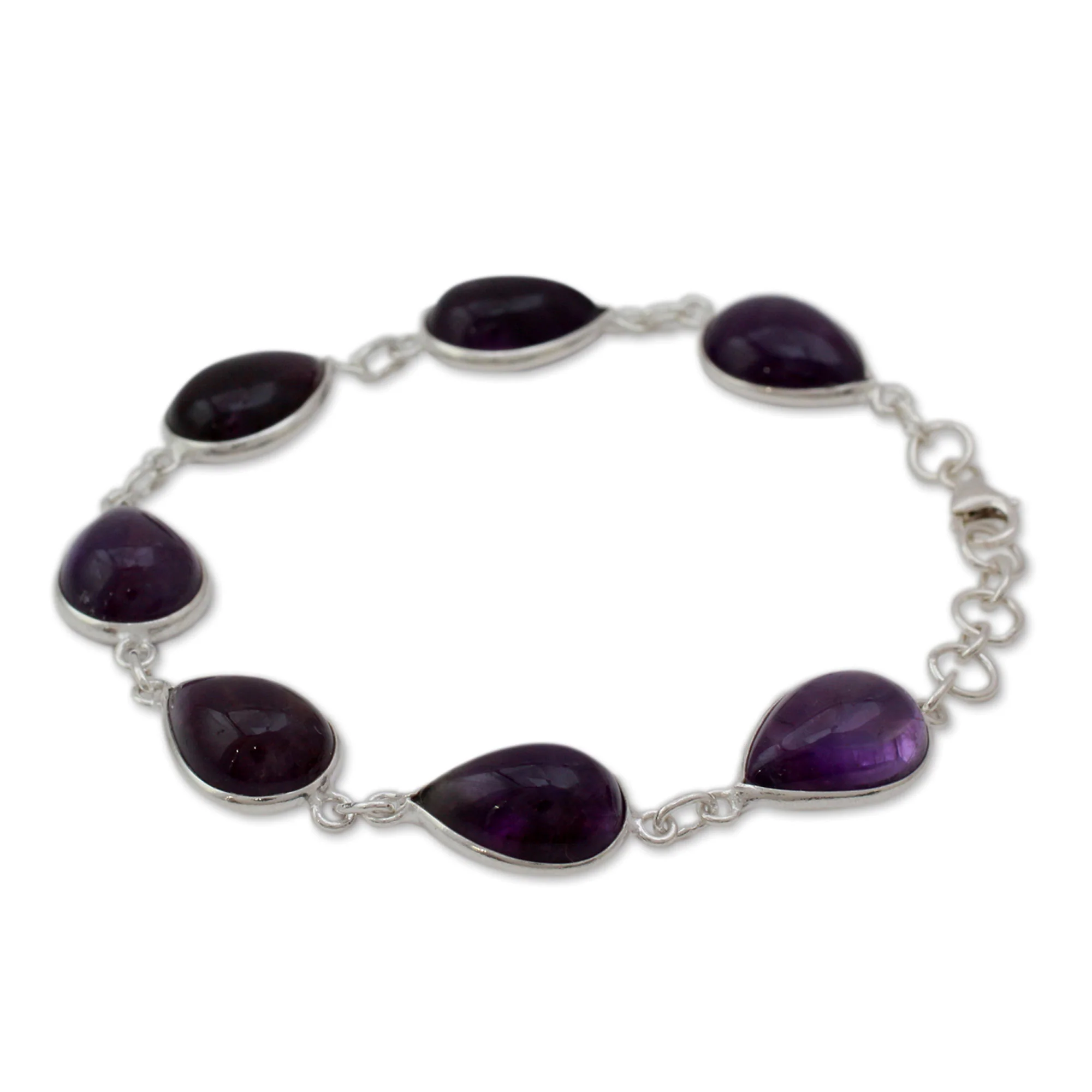 Blissful Beauty Sterling Silver and Amethyst Link Bracelet - Image 3