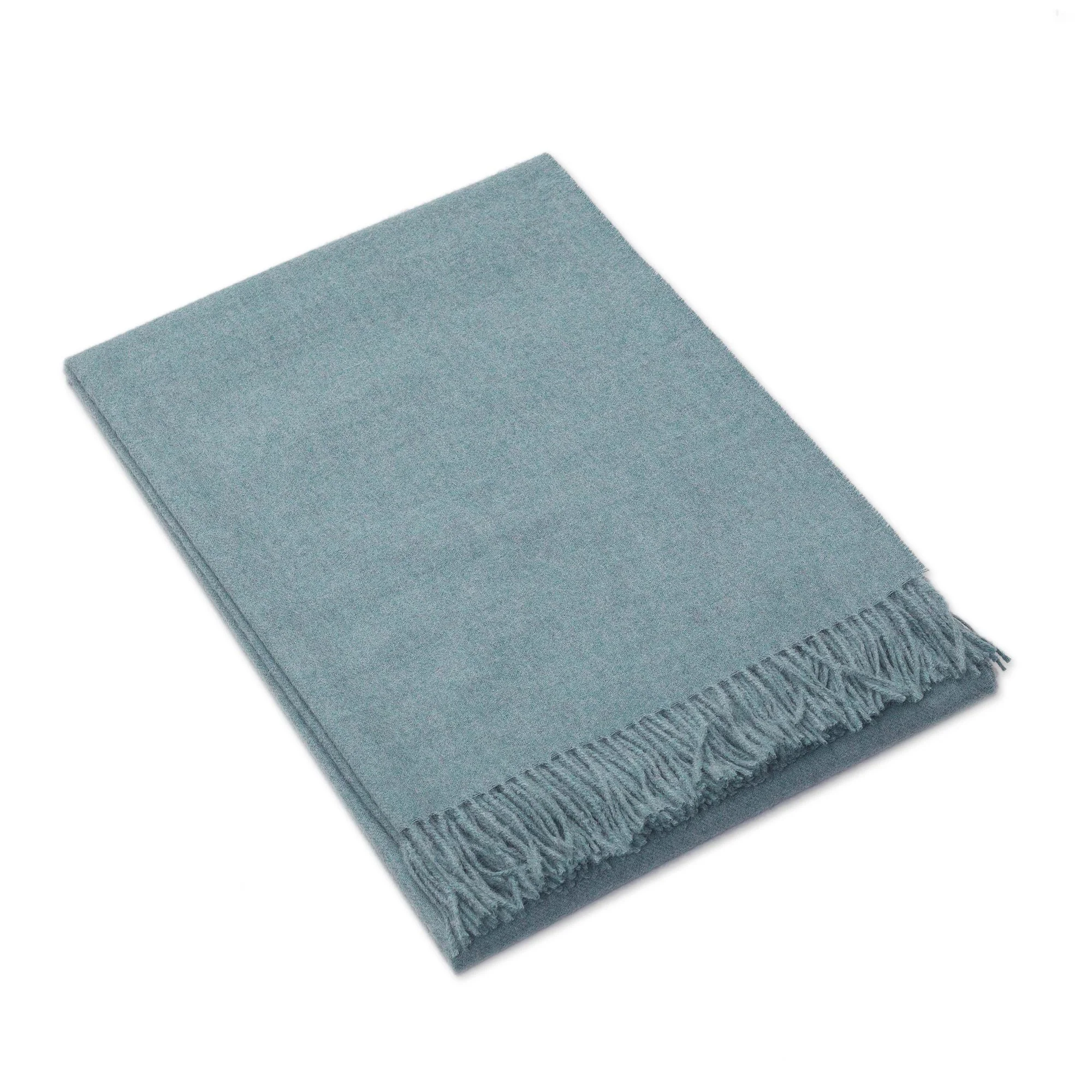 Blissful Dream in Aqua 100% Baby Alpaca Throw Blanket in Solid Aqua from Peru - Image 4