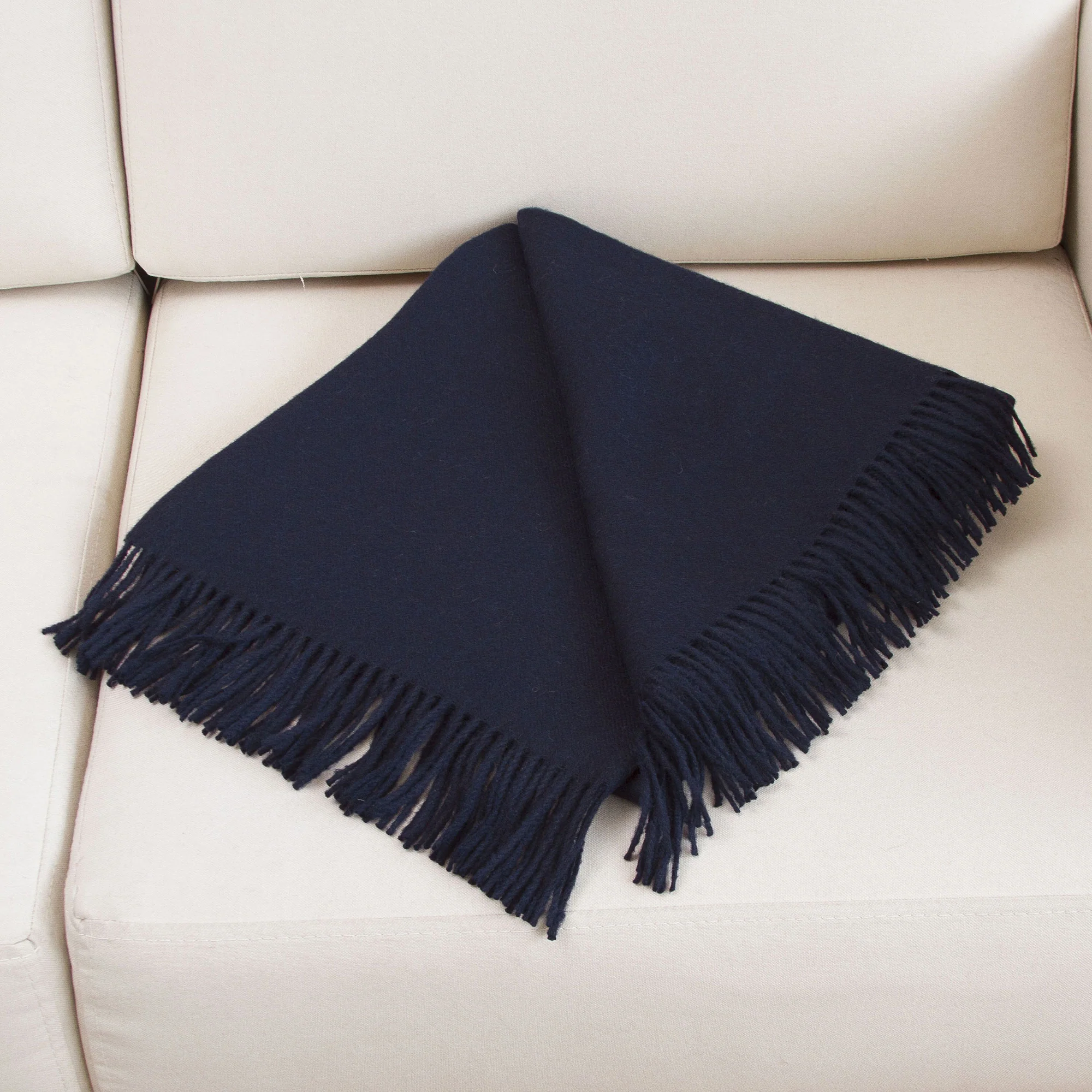 Blissful Dream in Midnight 100% Baby Alpaca Throw Blanket in Solid Midnight from Peru - Image 3