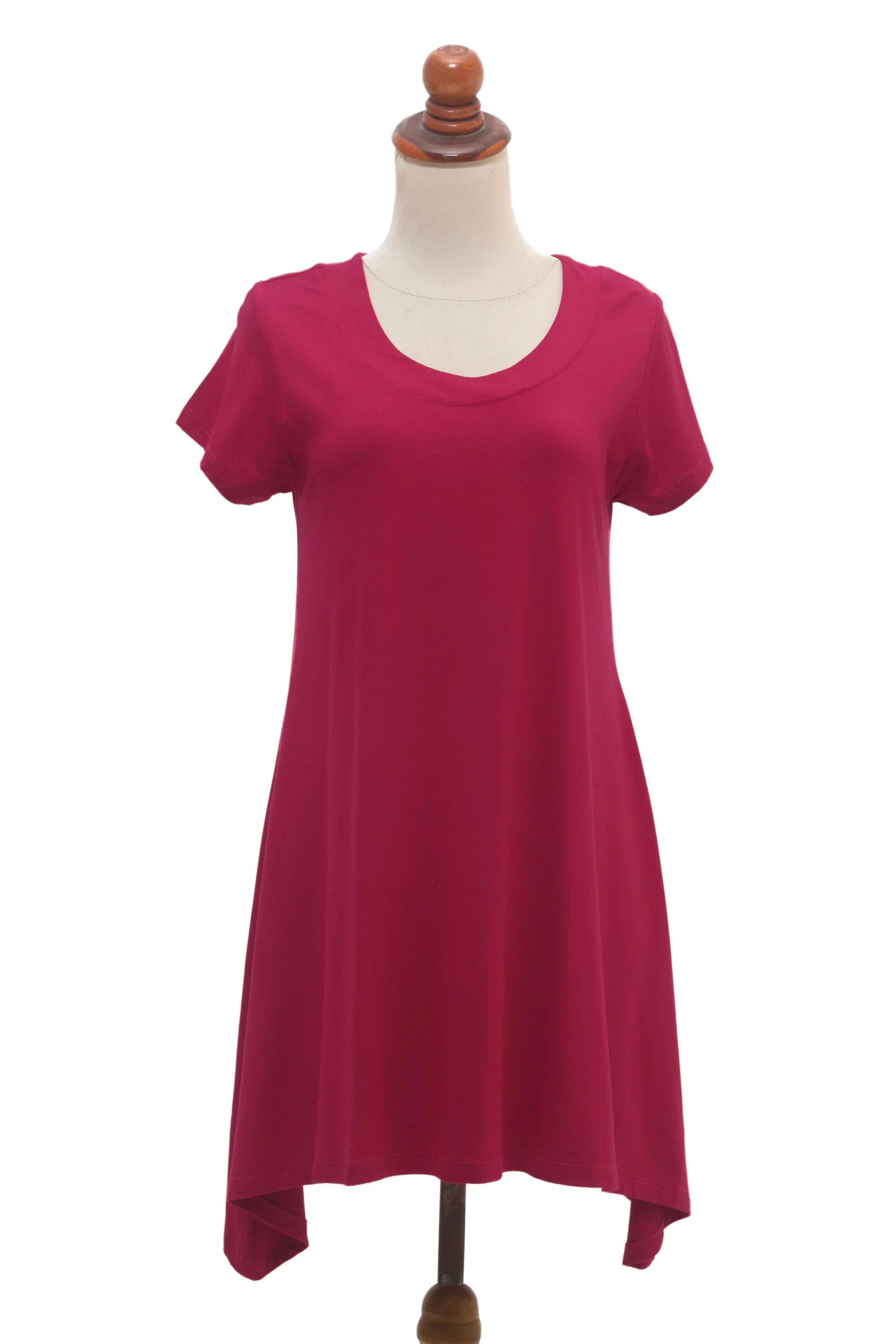 Blooming Orchid Hand Made Short Sleeve Modal Tunic from Bali - Image 2