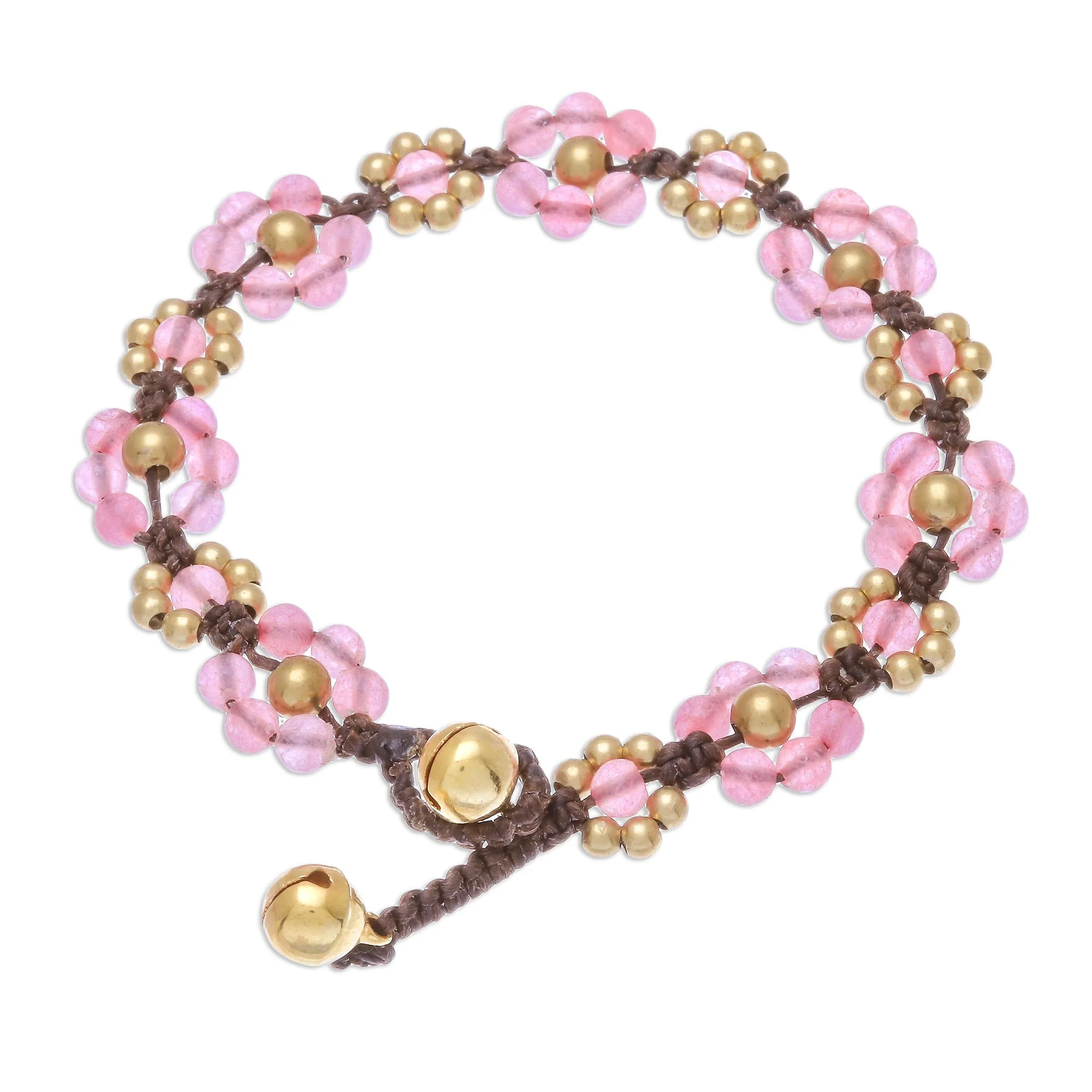 Blooming with Love Pink Quartz Beaded Macrame Bracelet from Thailand - Image 2
