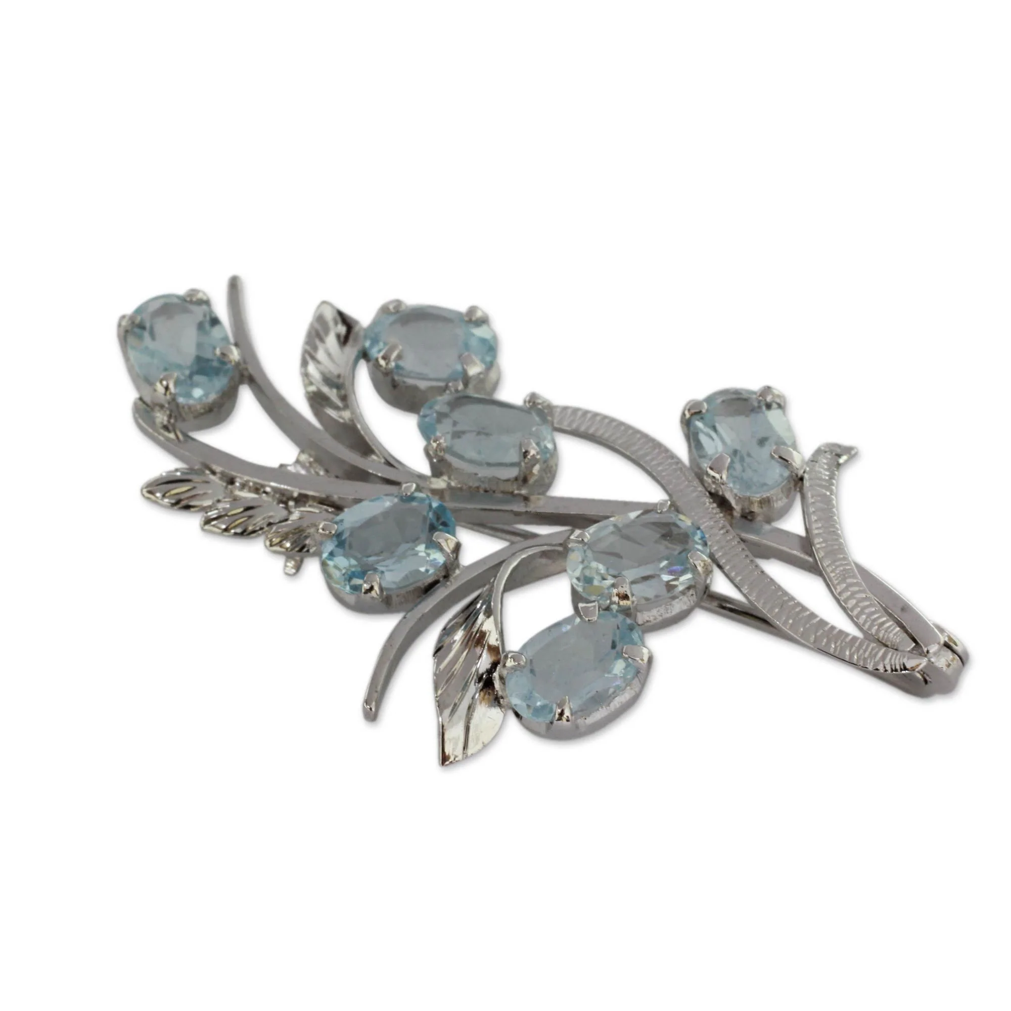 Blossoming Blue Topaz & Sterling Silver Brooch - Image 2