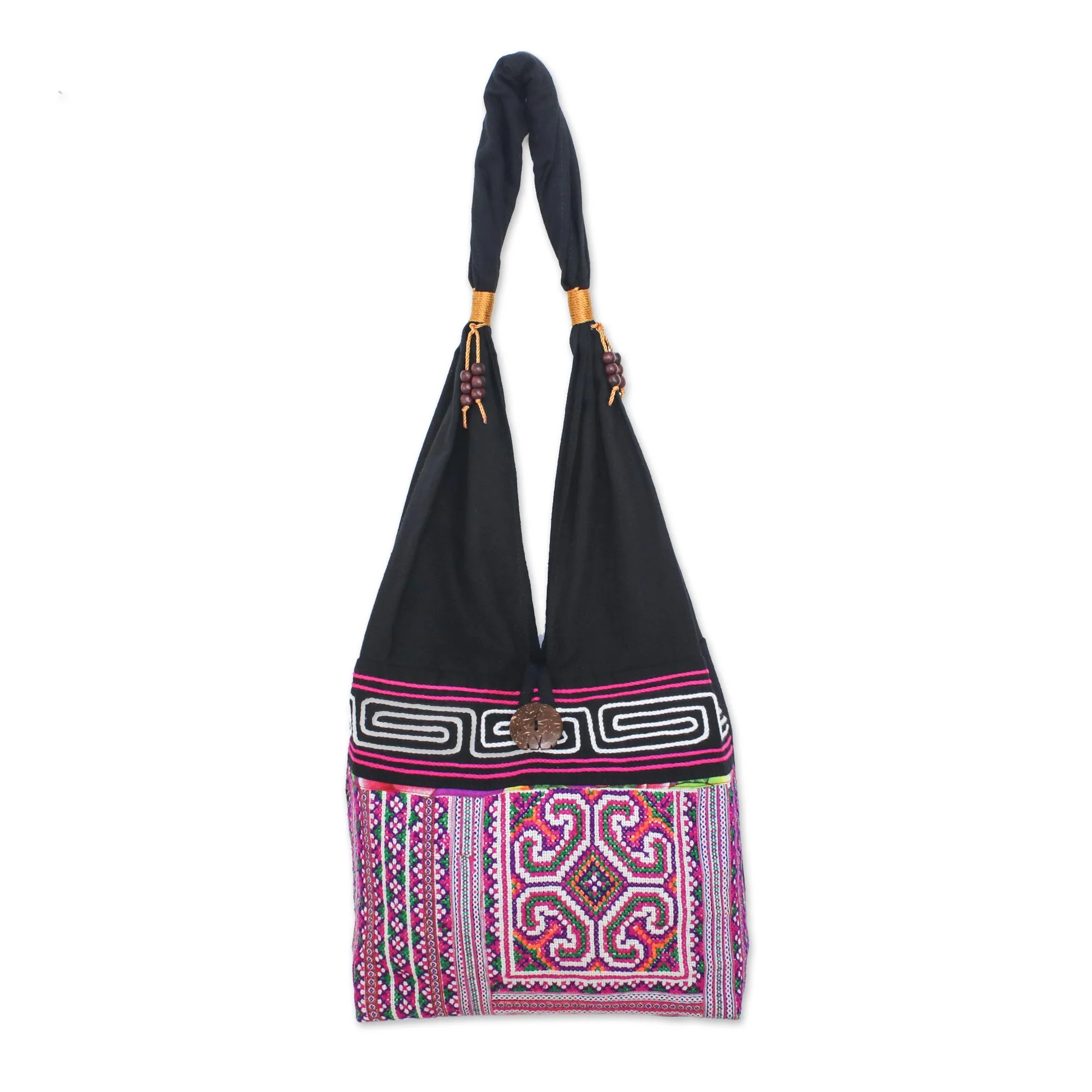 Blossoming Chocolate Cotton Hobo Bag - Image 2