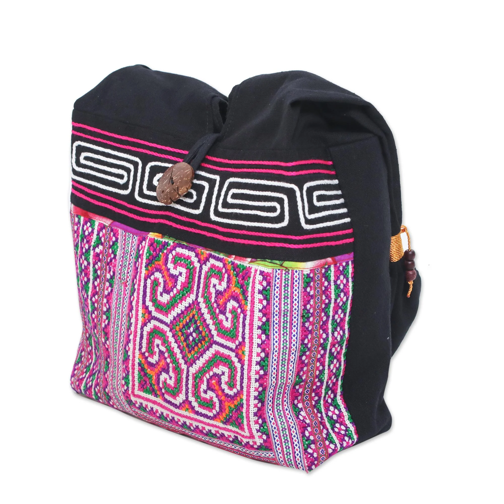 Blossoming Chocolate Cotton Hobo Bag - Image 3