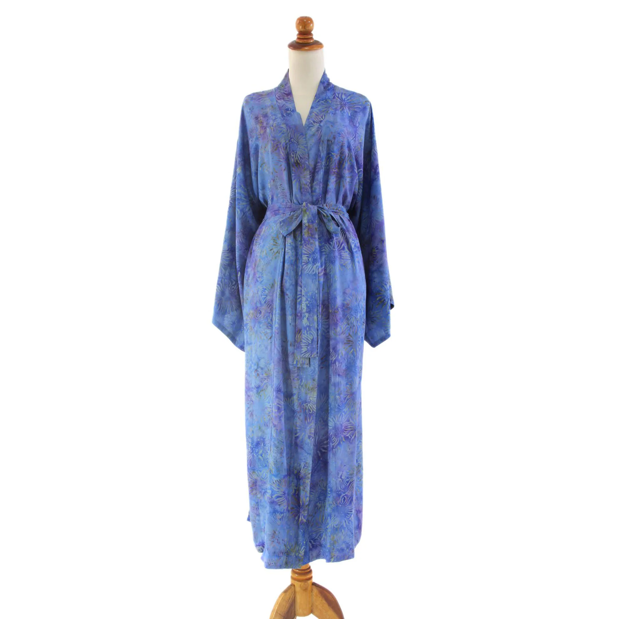 Blue Anemone Rayon Batik Robe - Image 4