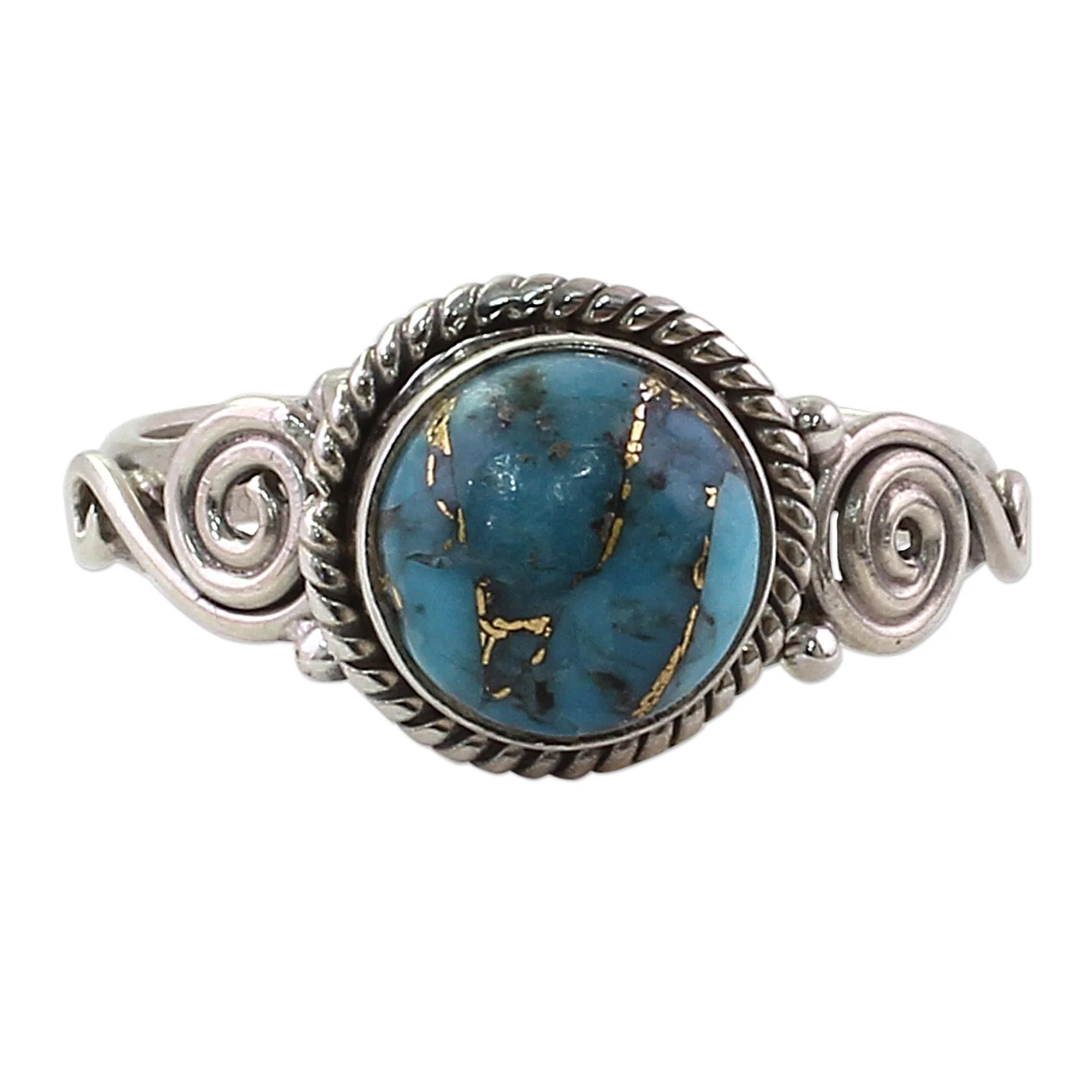 Blue Attunement Sterling Silver and Blue Composite Turquoise Cocktail Ring - Image 2