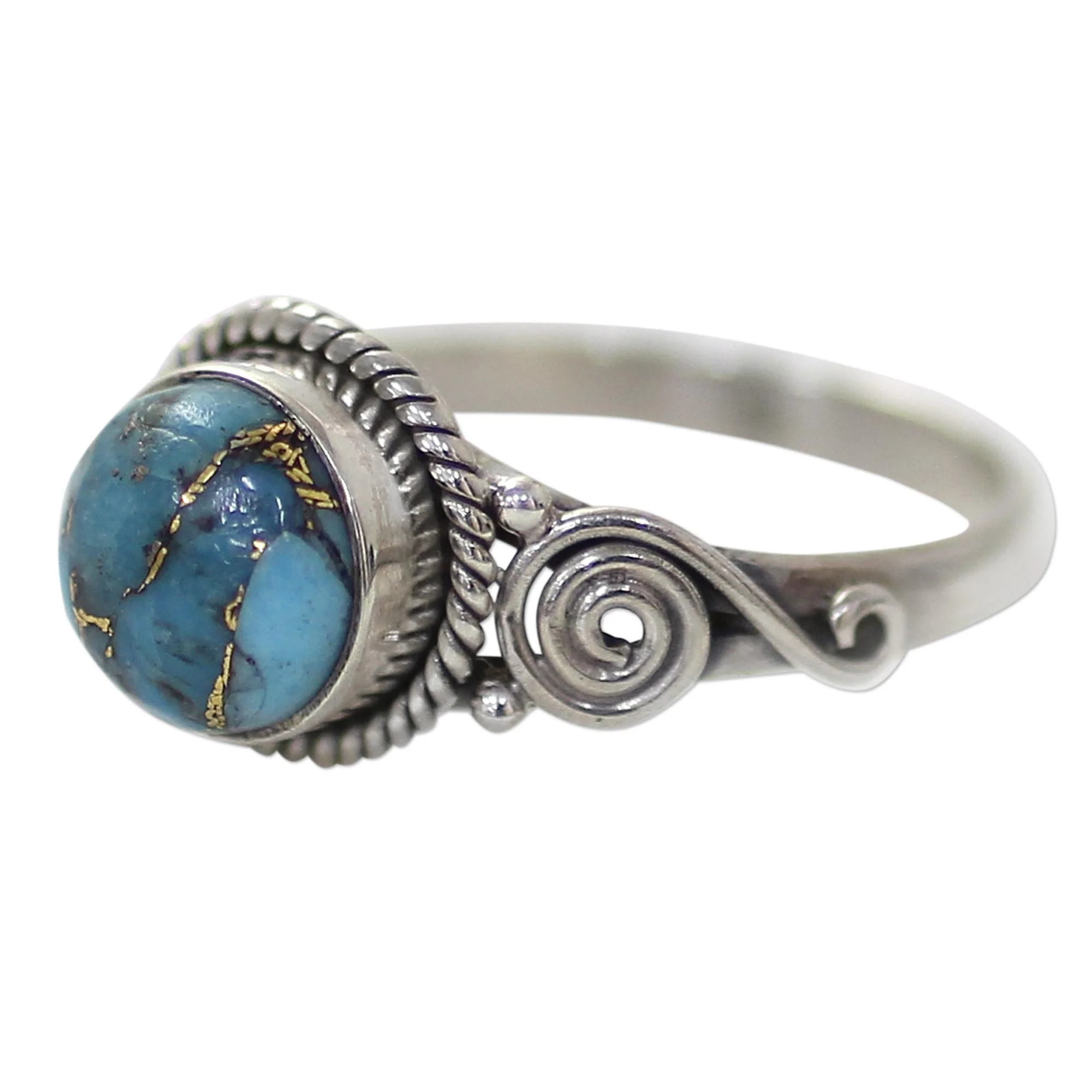 Blue Attunement Sterling Silver and Blue Composite Turquoise Cocktail Ring - Image 5