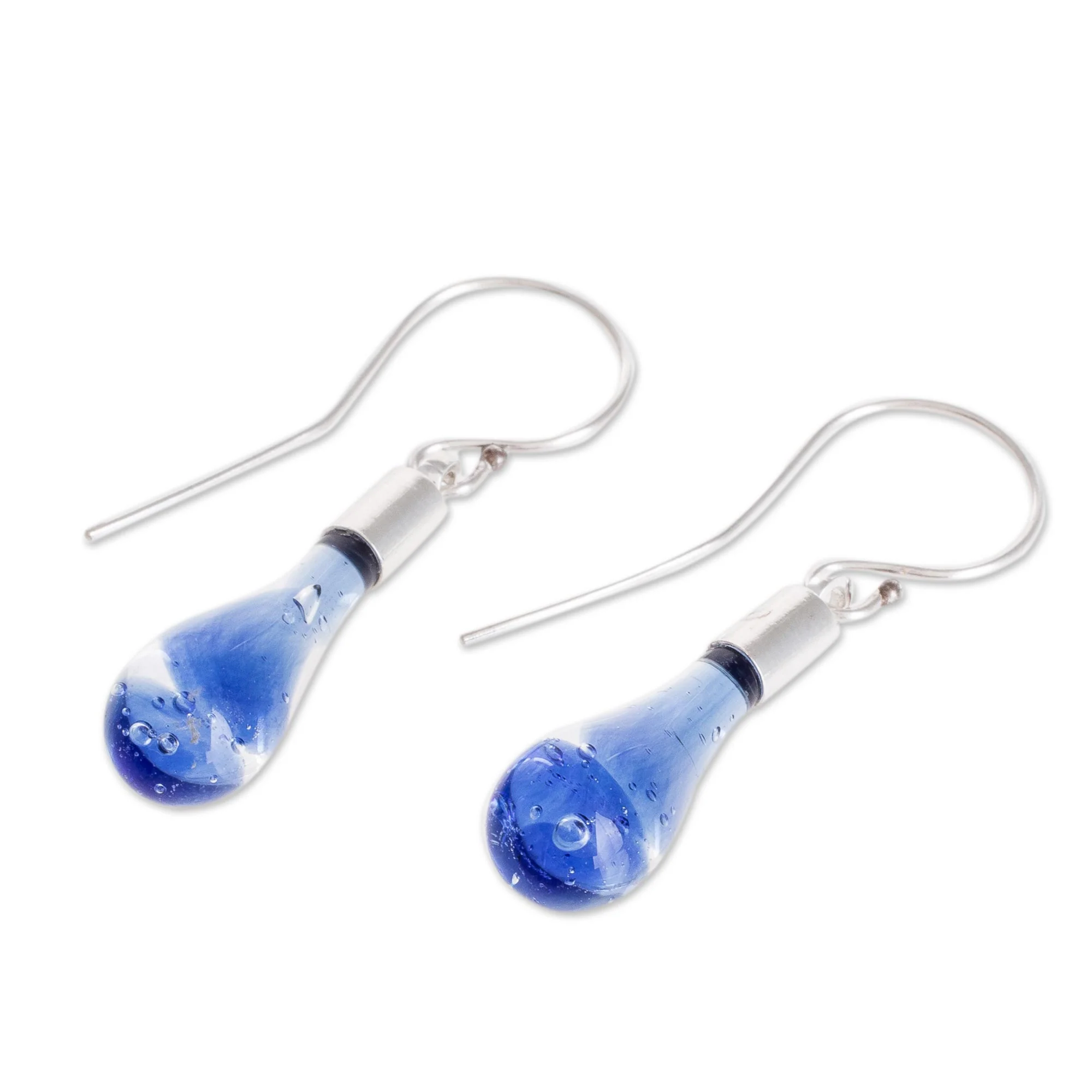 Blue Bay Handcrafted Art Glass Dangle Earrings from Costa Rica - Image 4