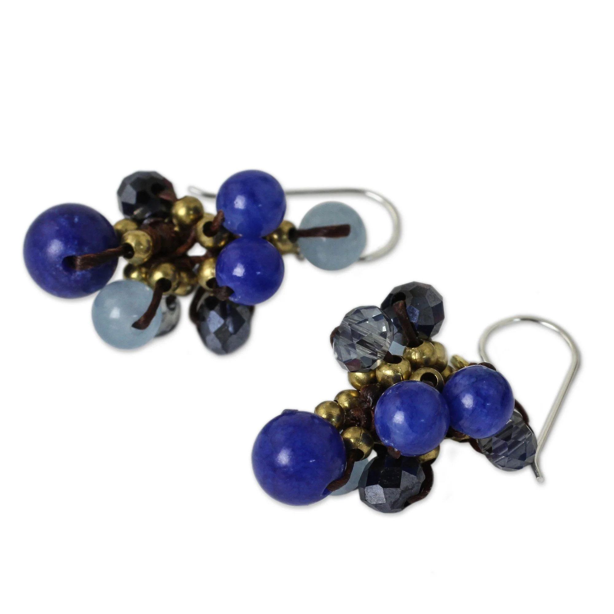 Blue Beaded Cluster Earrings - Image 3