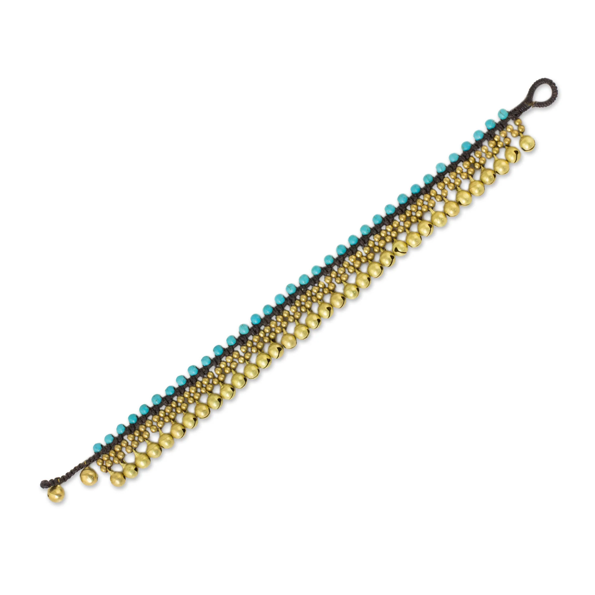 Blue Bells Blue Ringing Bell Beaded Anklet - Image 3